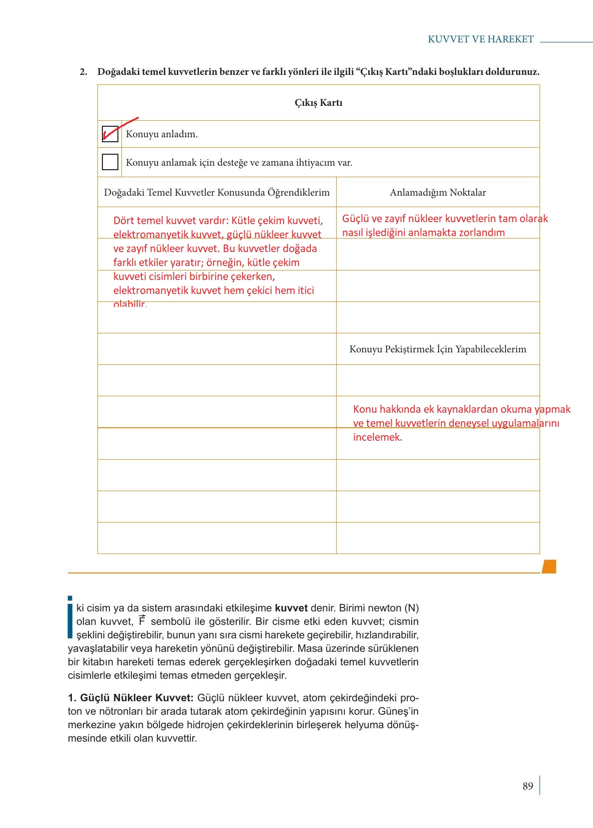 9. Sınıf Meb Yayınları Fizik Ders Kitabı Sayfa 89 Cevapları