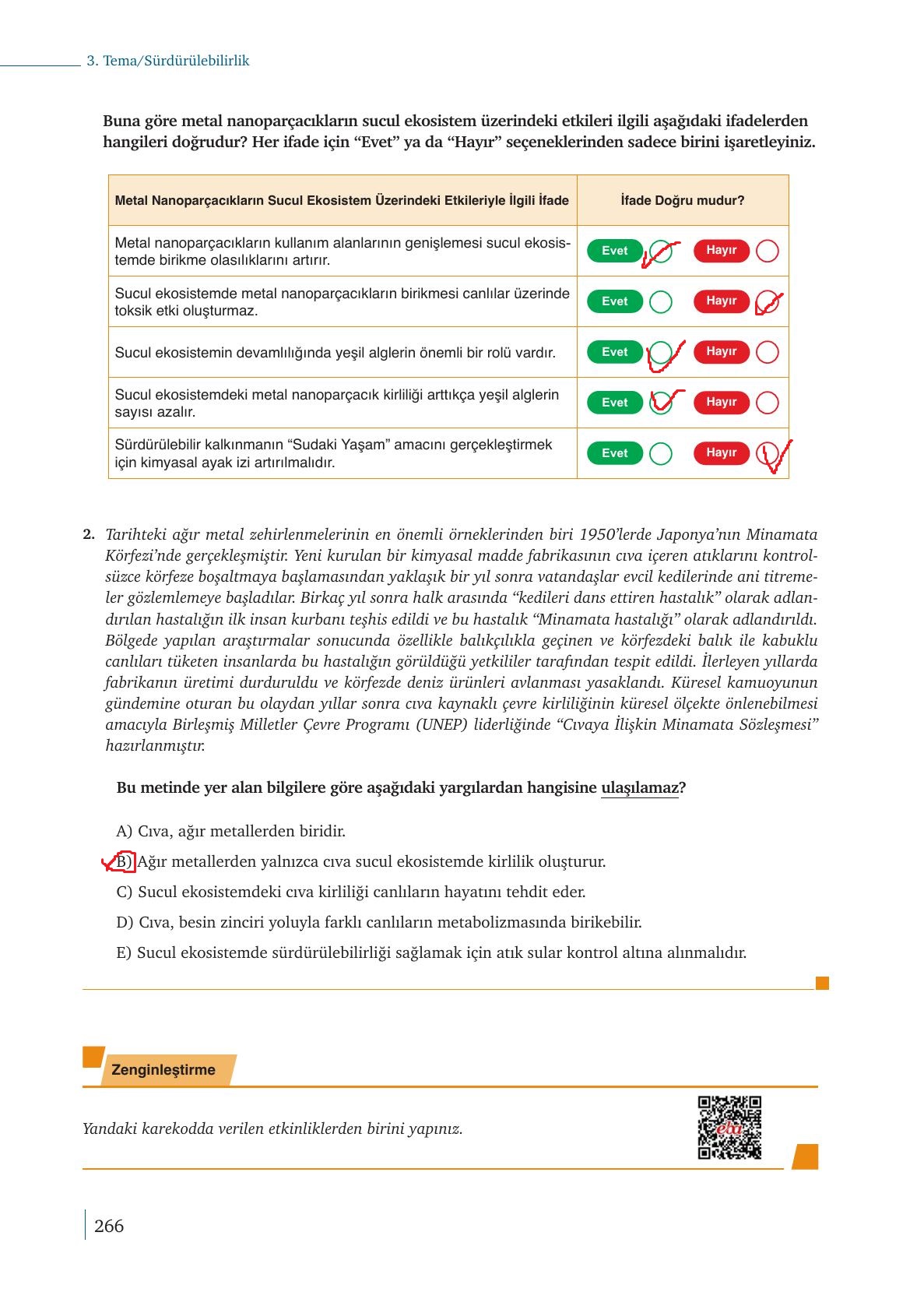 9. Sınıf Meb Yayınları Kimya Ders Kitabı Sayfa 266 Cevapları 9. Sınıf Meb Yayınları Kimya Ders Kitabı Sayfa 266 Cevapları