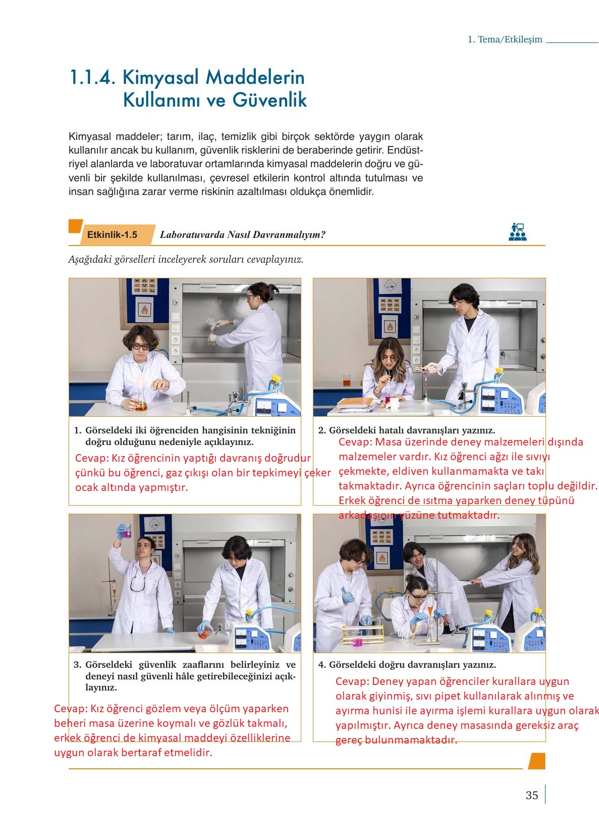 9. Sınıf Meb Yayınları Kimya Ders Kitabı Sayfa 35 Cevapları