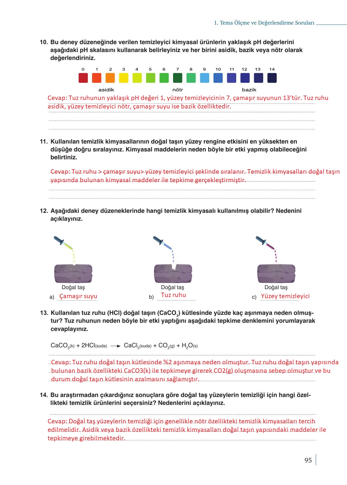 9. Sınıf Meb Yayınları Kimya Ders Kitabı Sayfa 95 Cevapları