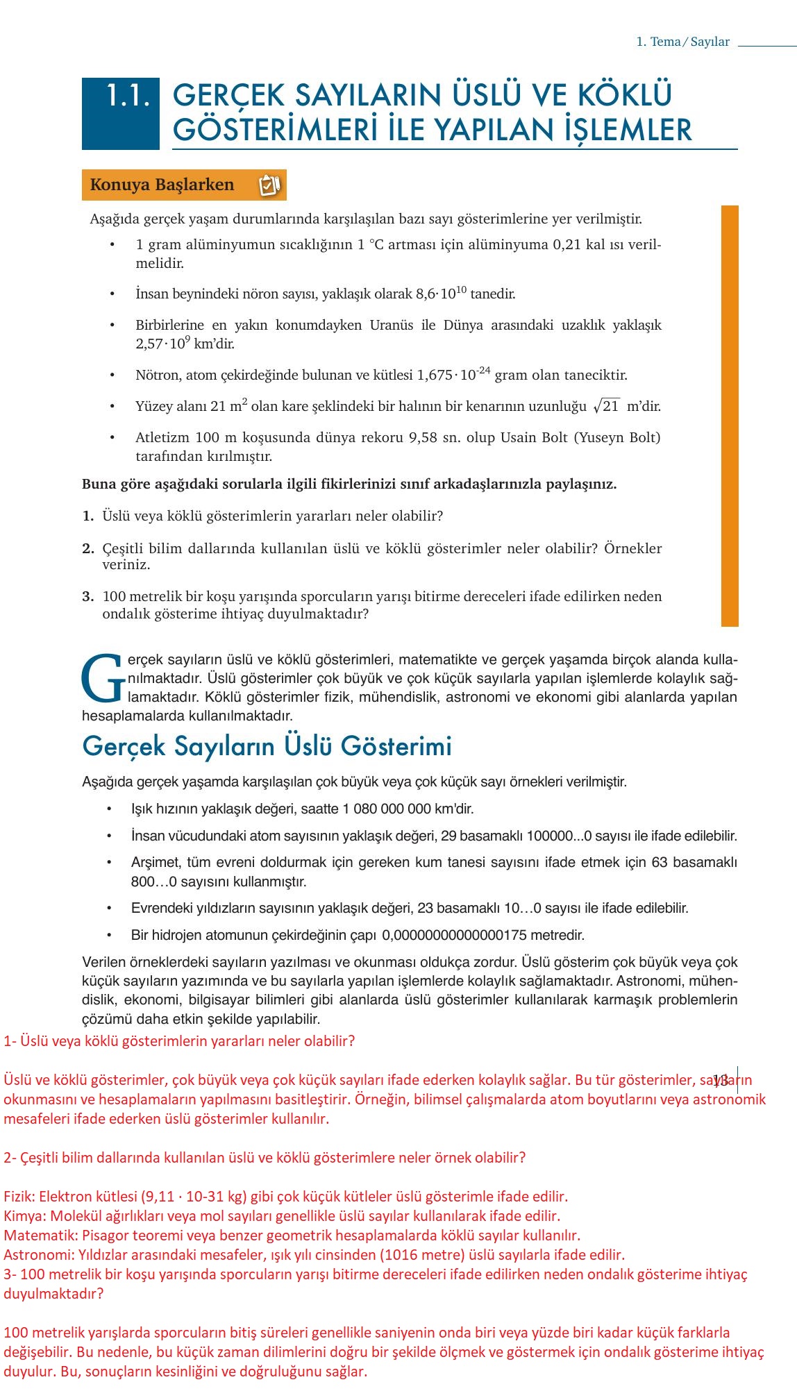 9. Sınıf Meb Yayınları Matematik Ders Kitabı Sayfa 13 Cevapları