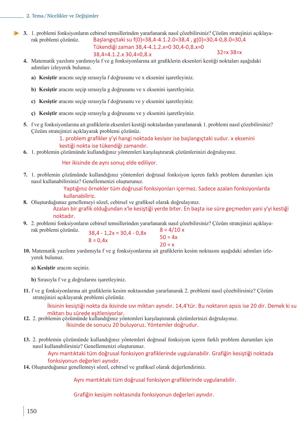 9. Sınıf Meb Yayınları Matematik Ders Kitabı Sayfa 150 Cevapları