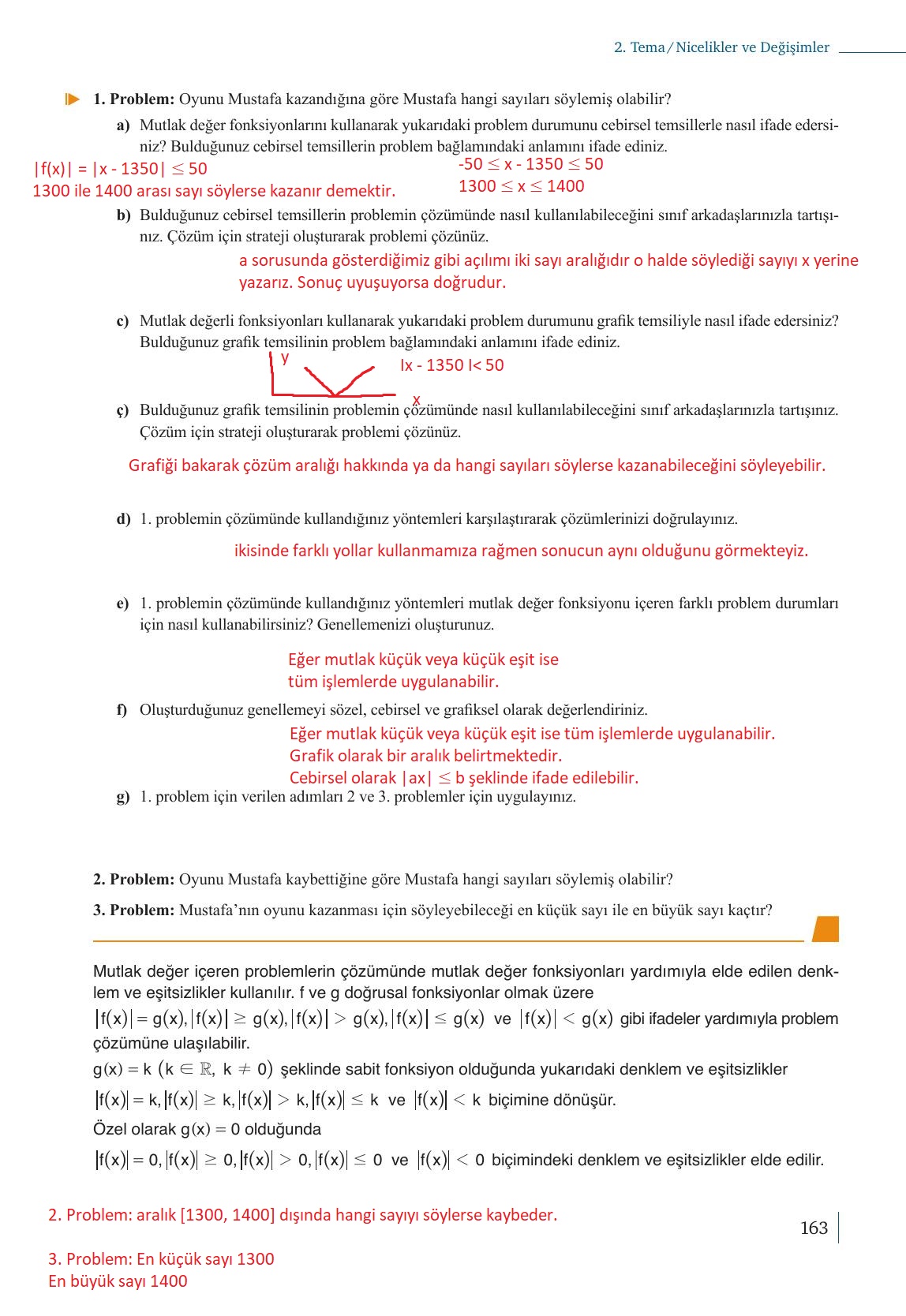 9. Sınıf Meb Yayınları Matematik Ders Kitabı Sayfa 163 Cevapları