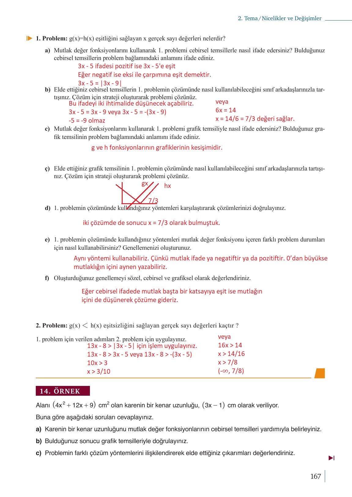 9. Sınıf Meb Yayınları Matematik Ders Kitabı Sayfa 167 Cevapları