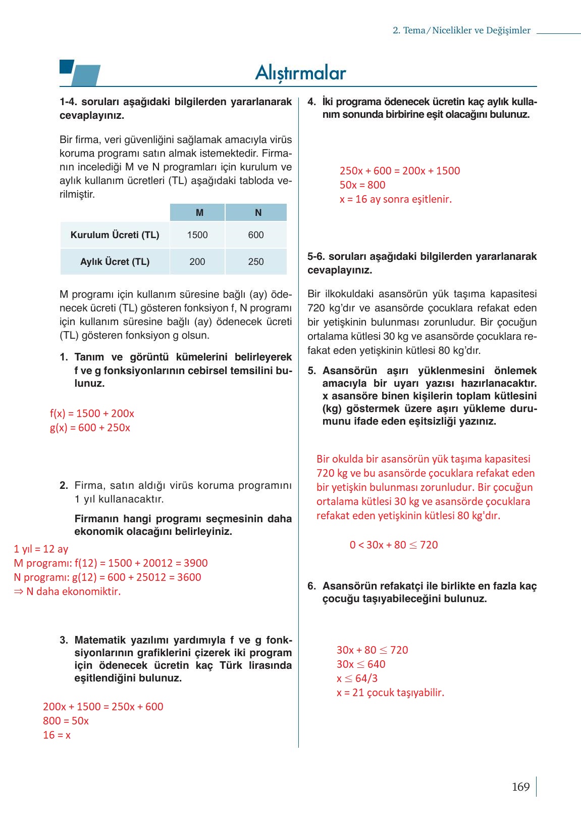 9. Sınıf Meb Yayınları Matematik Ders Kitabı Sayfa 169 Cevapları