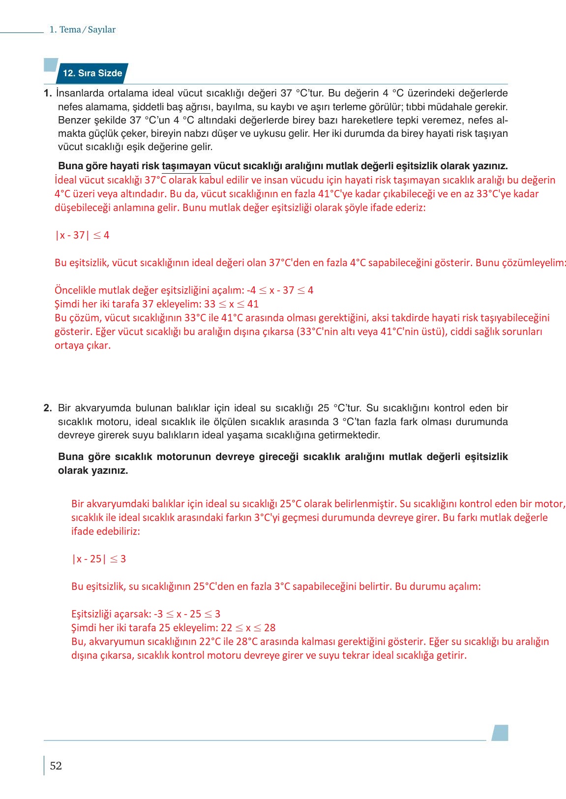 9. Sınıf Meb Yayınları Matematik Ders Kitabı Sayfa 52 Cevapları