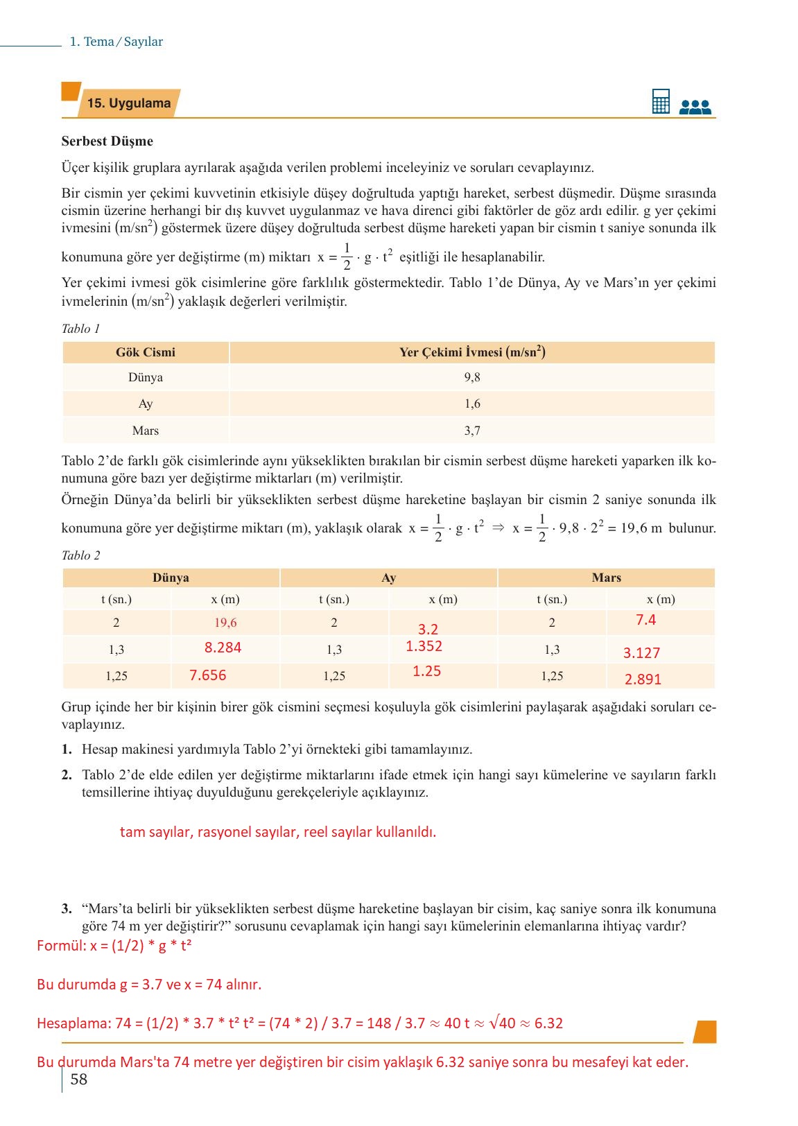 9. Sınıf Meb Yayınları Matematik Ders Kitabı Sayfa 58 Cevapları