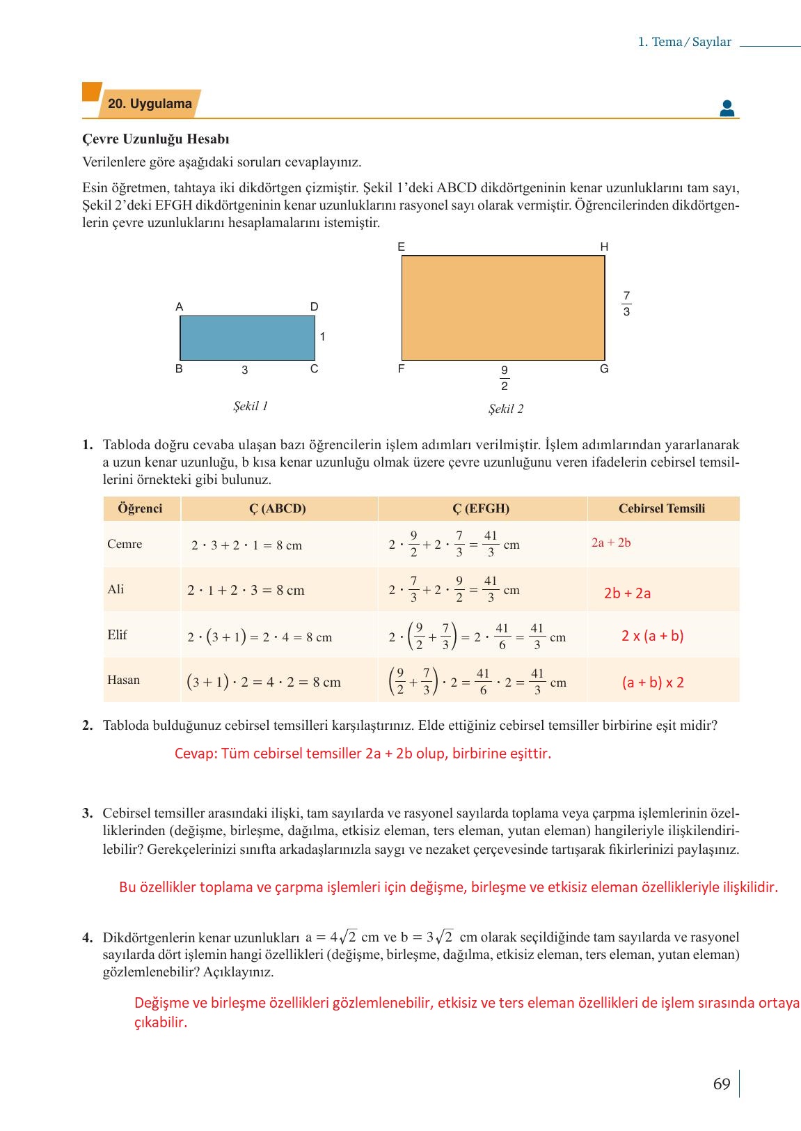 9. Sınıf Meb Yayınları Matematik Ders Kitabı Sayfa 69 Cevapları