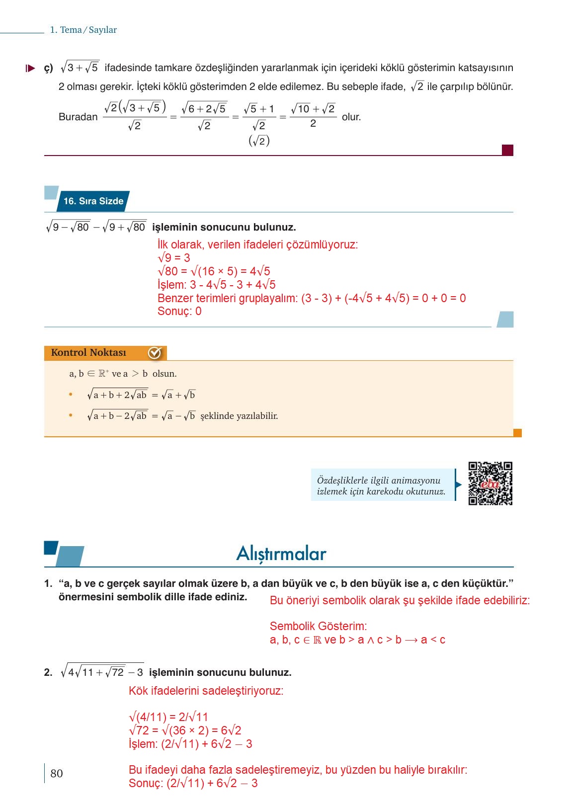 9. Sınıf Meb Yayınları Matematik Ders Kitabı Sayfa 80 Cevapları