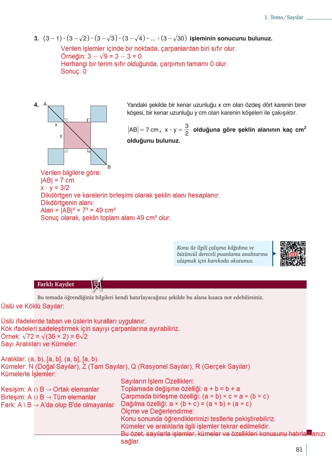 9. Sınıf Meb Yayınları Matematik Ders Kitabı Sayfa 81 Cevapları