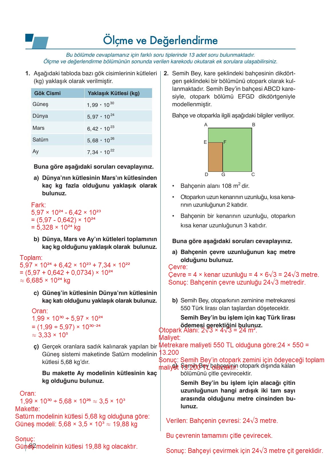 9. Sınıf Meb Yayınları Matematik Ders Kitabı Sayfa 82 Cevapları