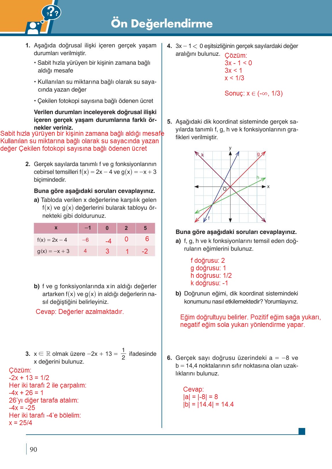 9. Sınıf Meb Yayınları Matematik Ders Kitabı Sayfa 90 Cevapları