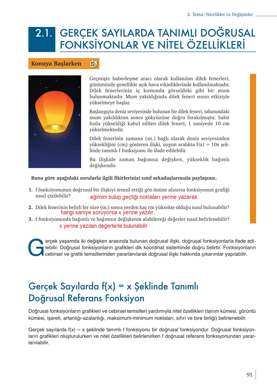 9. Sınıf Meb Yayınları Matematik Ders Kitabı Sayfa 91 Cevapları