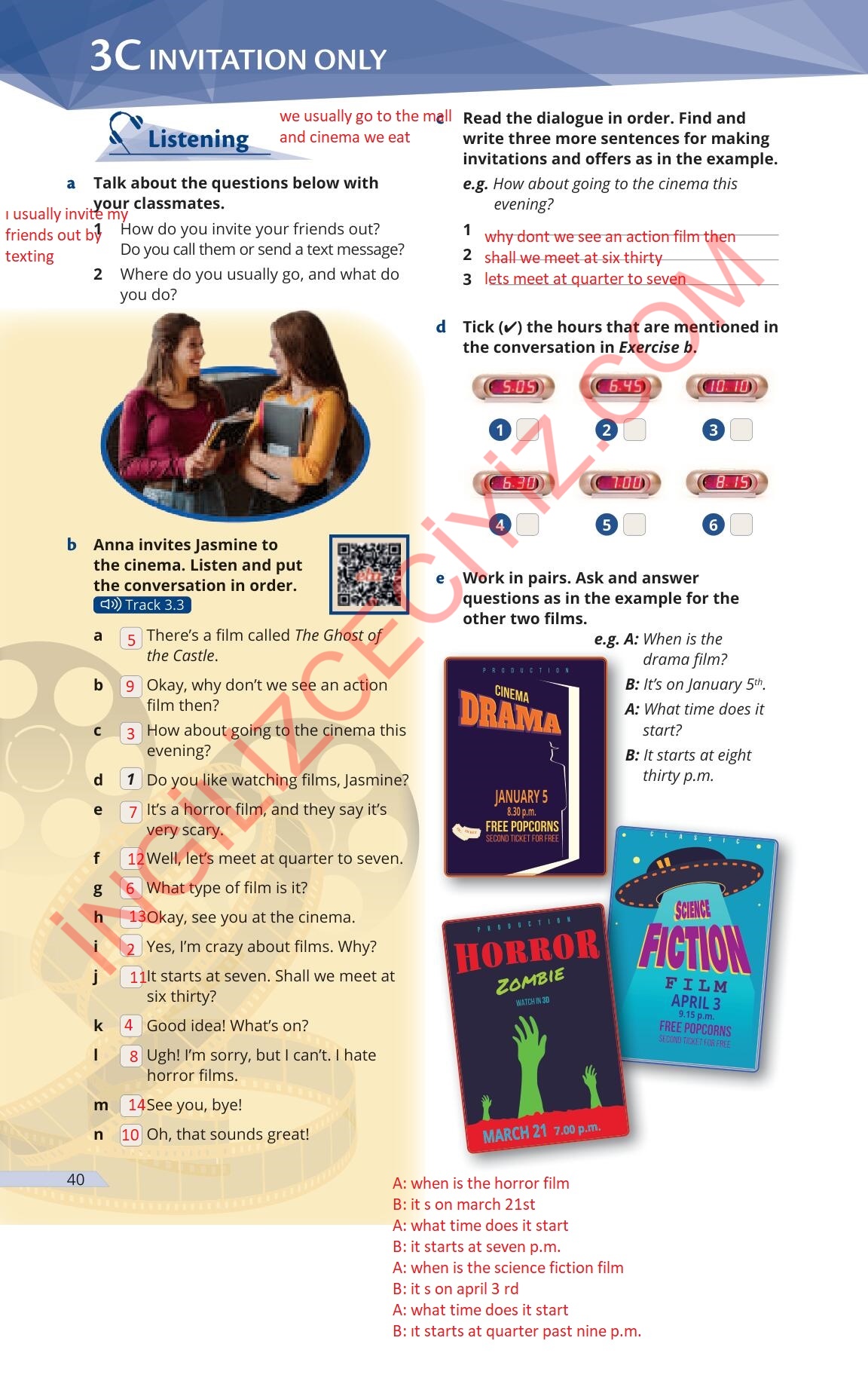 9. Sınıf Meb Yayınları Uplift İngilizce Ders Kitabı Sayfa 40 Cevapları