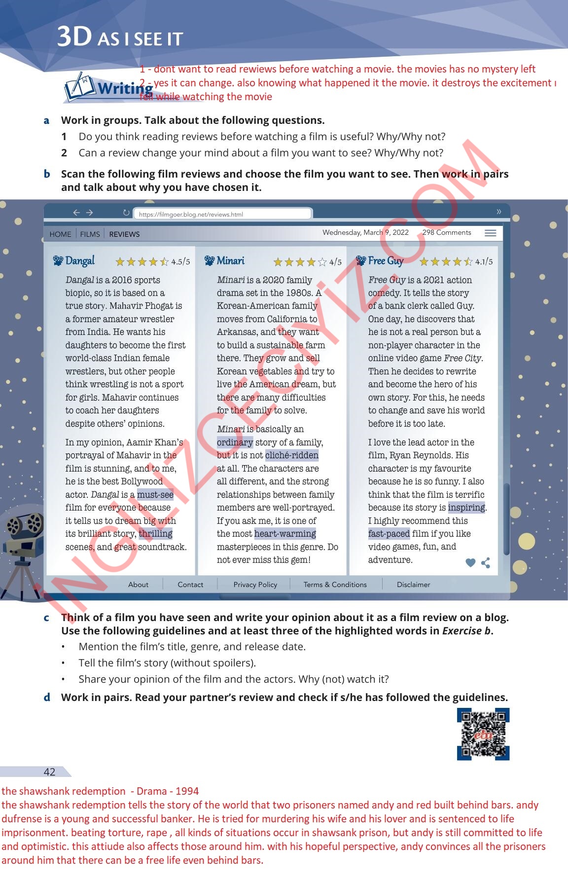 9. Sınıf Meb Yayınları Uplift İngilizce Ders Kitabı Sayfa 42 Cevapları