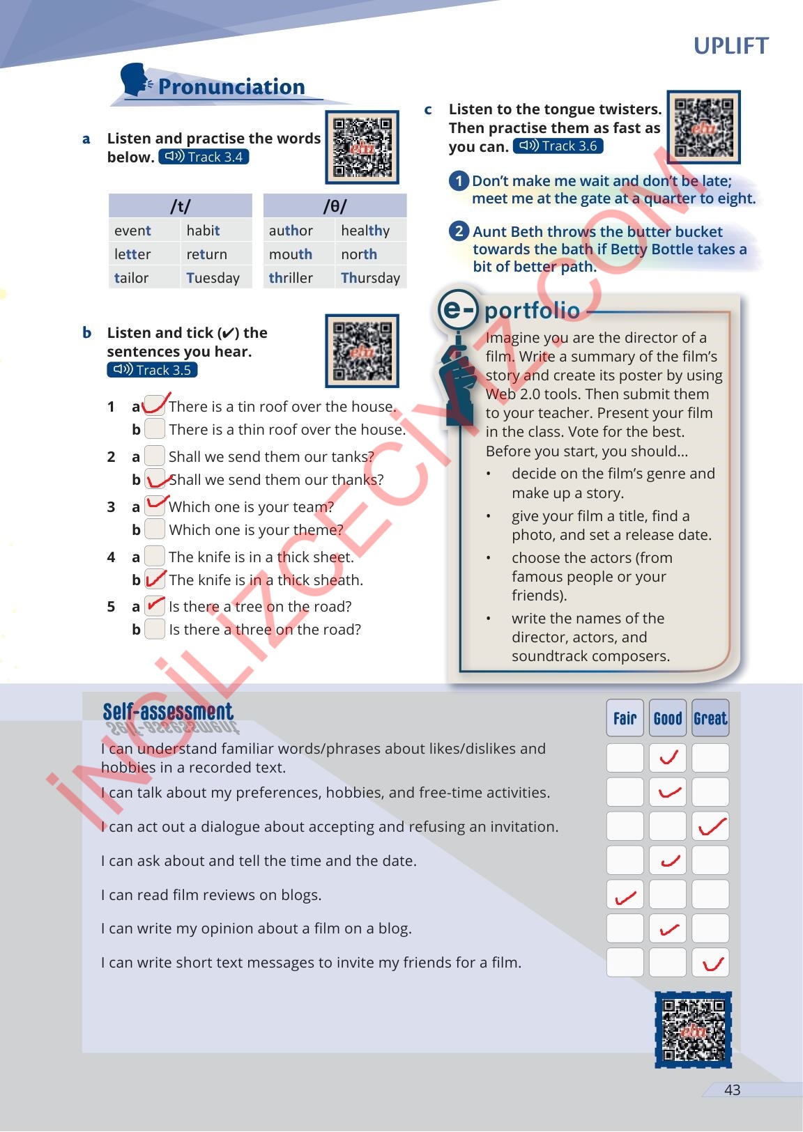 9. Sınıf Meb Yayınları Uplift İngilizce Ders Kitabı Sayfa 43 Cevapları