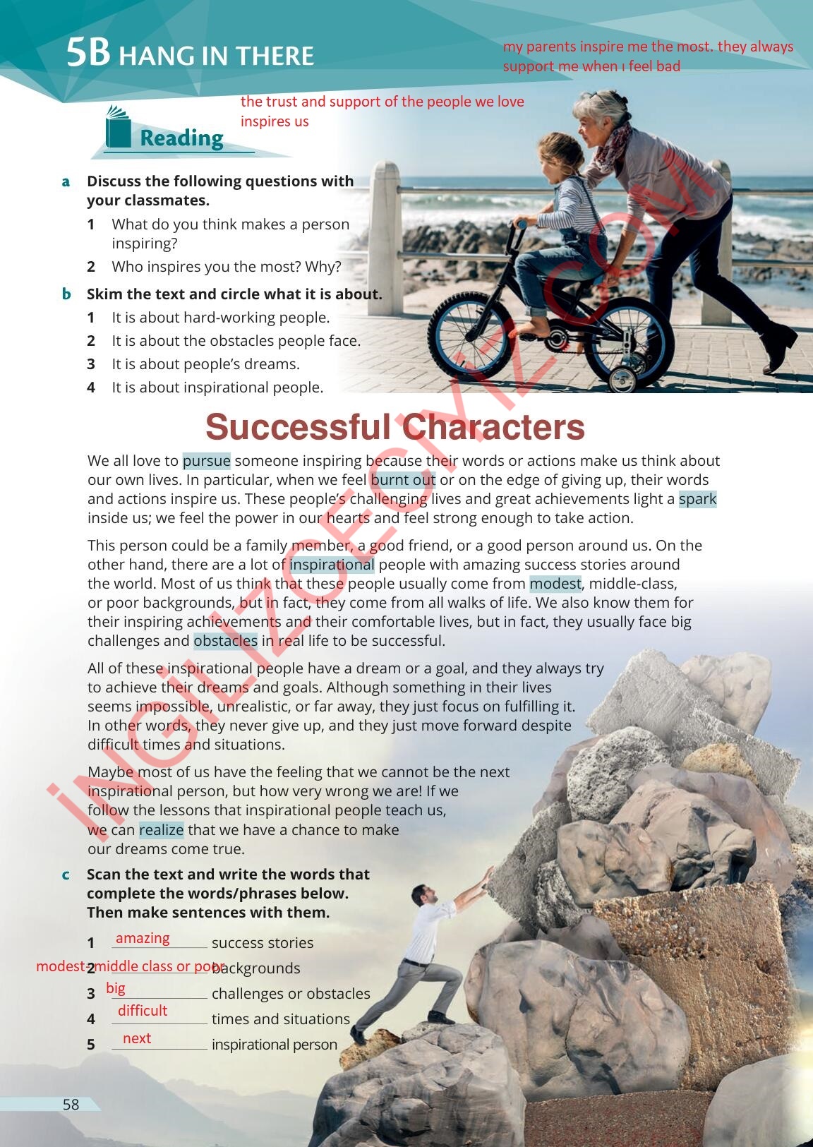 9. Sınıf Meb Yayınları Uplift İngilizce Ders Kitabı Sayfa 58 Cevapları