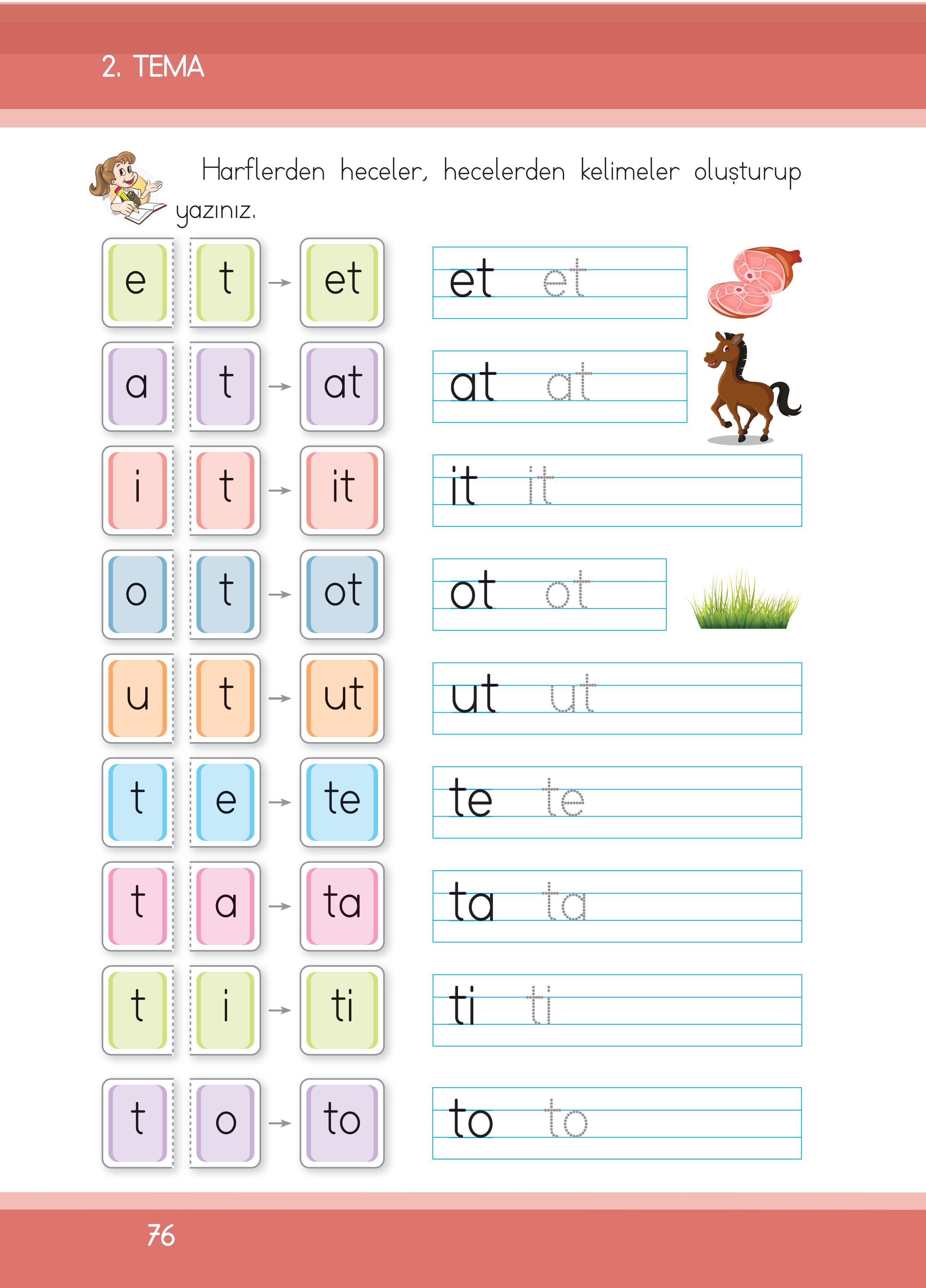 1. Sınıf İlke Yayınları İlk Okuma Yazma Kitabı Ders Kitabı Sayfa 76 Cevapları