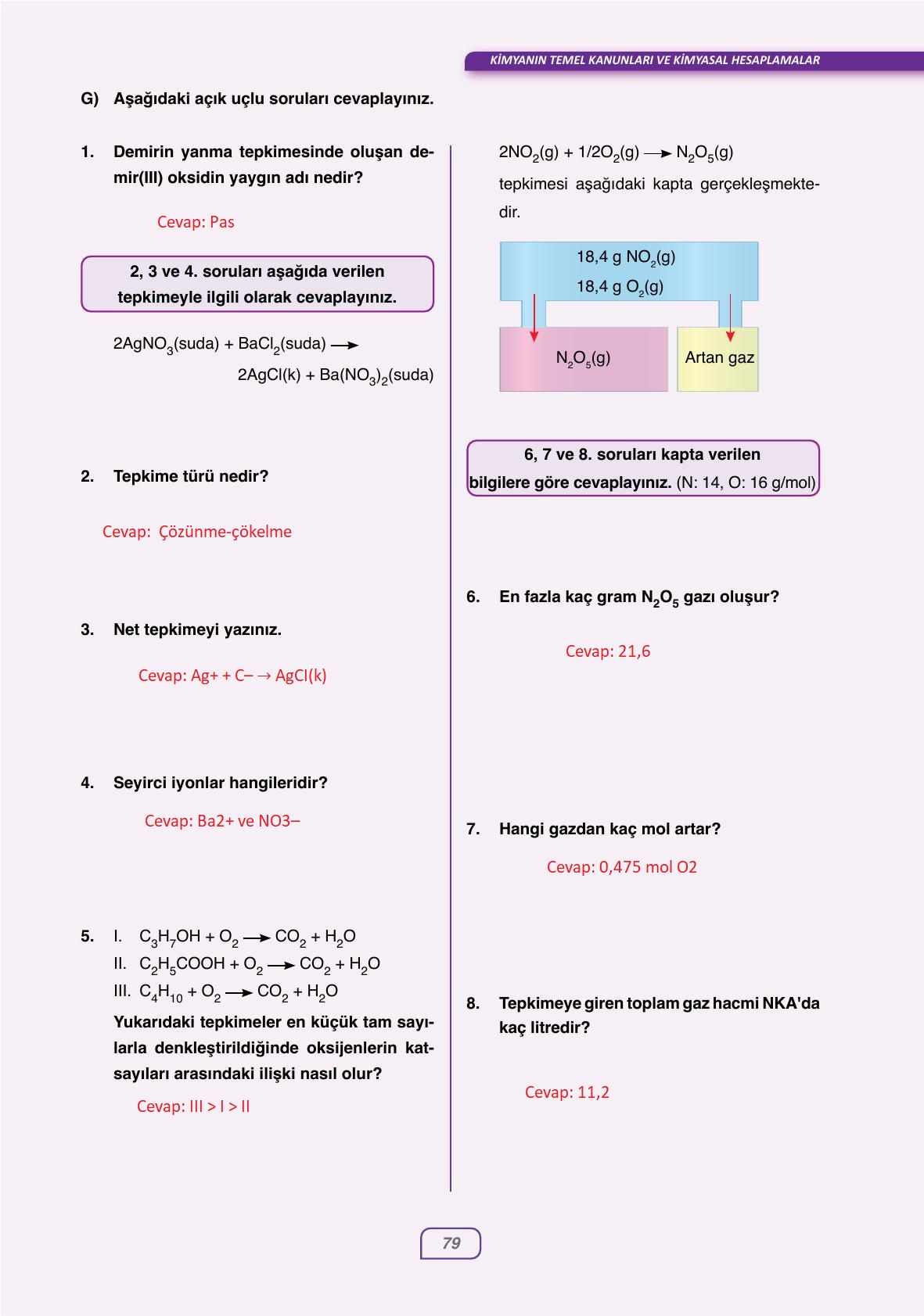 10. Sınıf Ata Yayıncılık Kimya Ders Kitabı Sayfa 79 Cevapları
