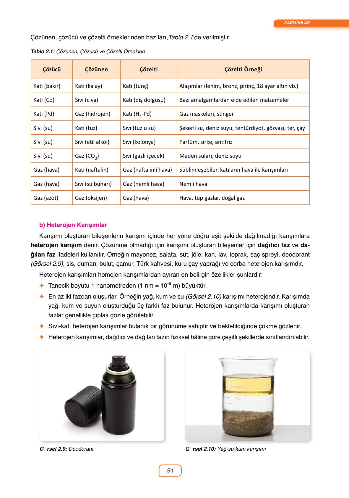 10. Sınıf Ata Yayıncılık Kimya Ders Kitabı Sayfa 91 Cevapları