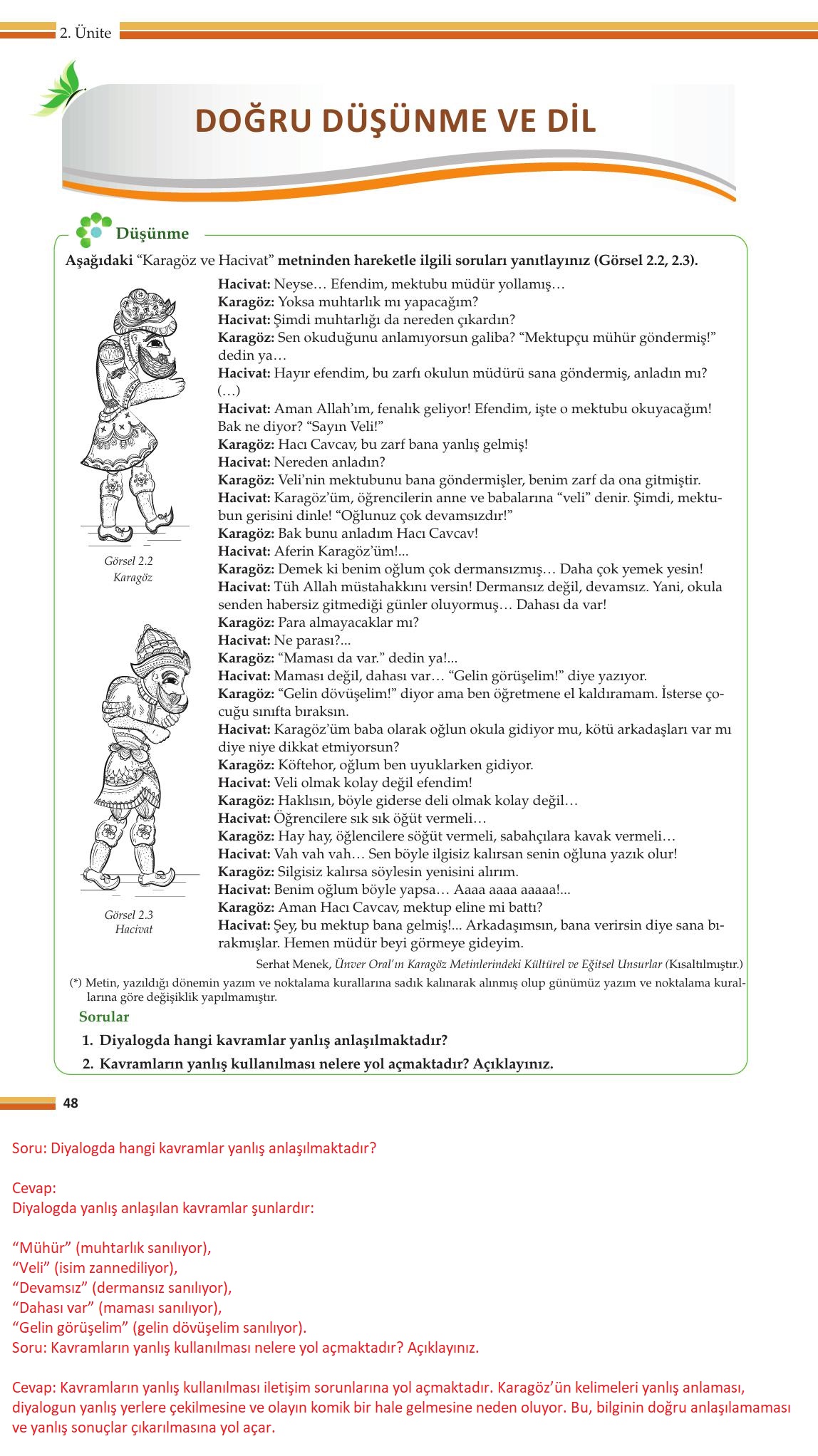 10. Sınıf Meb Yayınları Felsefe Ders Kitabı Sayfa 48 Cevapları