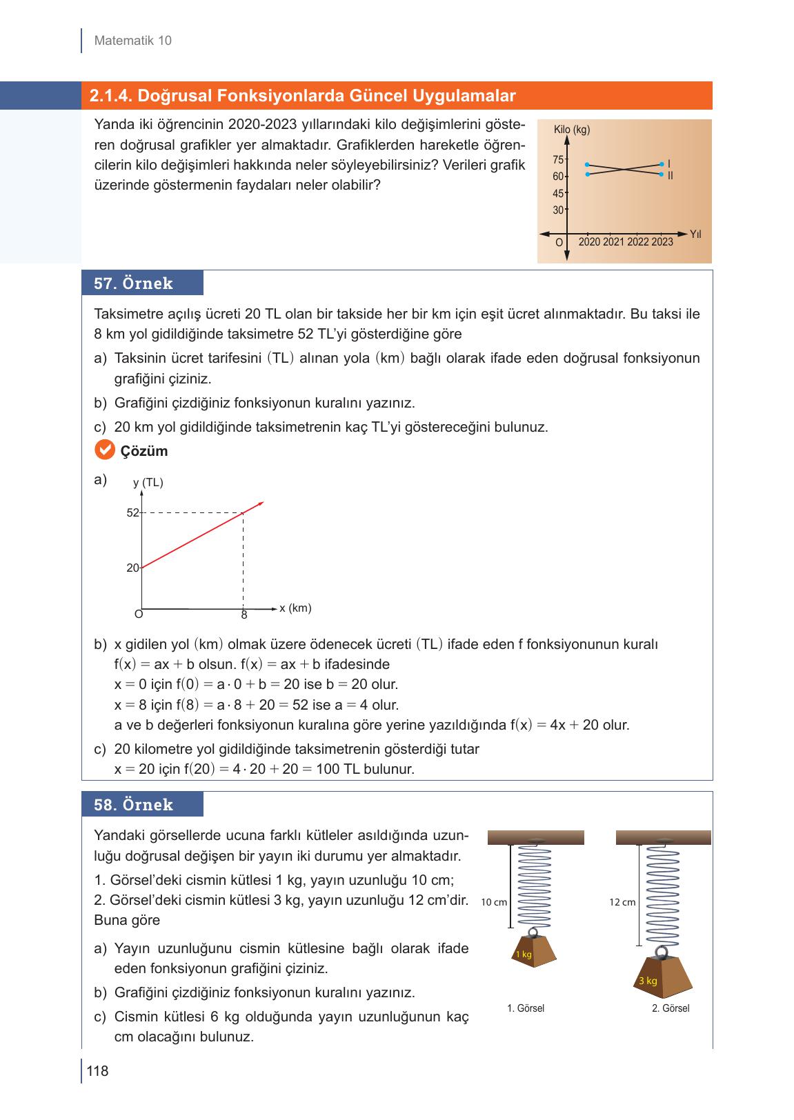 10. Sınıf Meb Yayınları Matematik Ders Kitabı Sayfa 118 Cevapları
