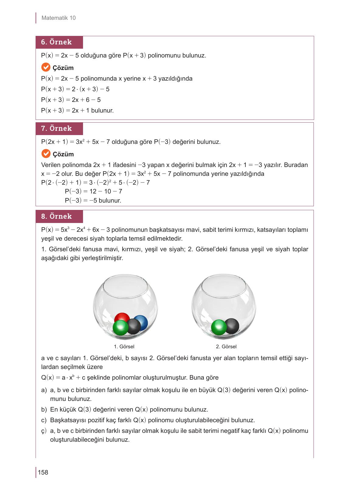 10. Sınıf Meb Yayınları Matematik Ders Kitabı Sayfa 158 Cevapları