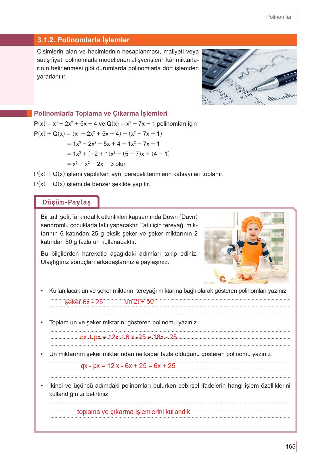 10. Sınıf Meb Yayınları Matematik Ders Kitabı Sayfa 165 Cevapları