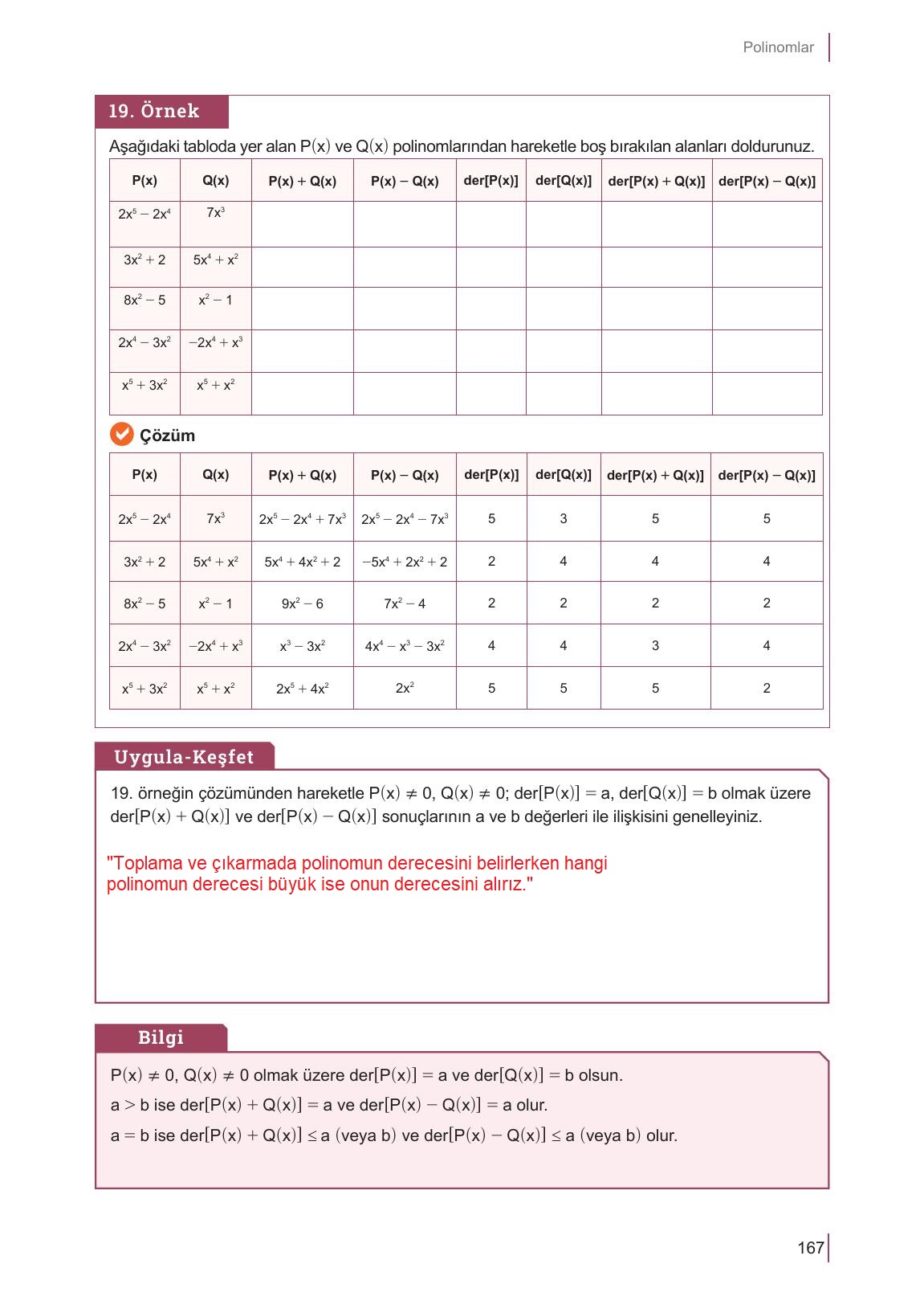 10. Sınıf Meb Yayınları Matematik Ders Kitabı Sayfa 167 Cevapları
