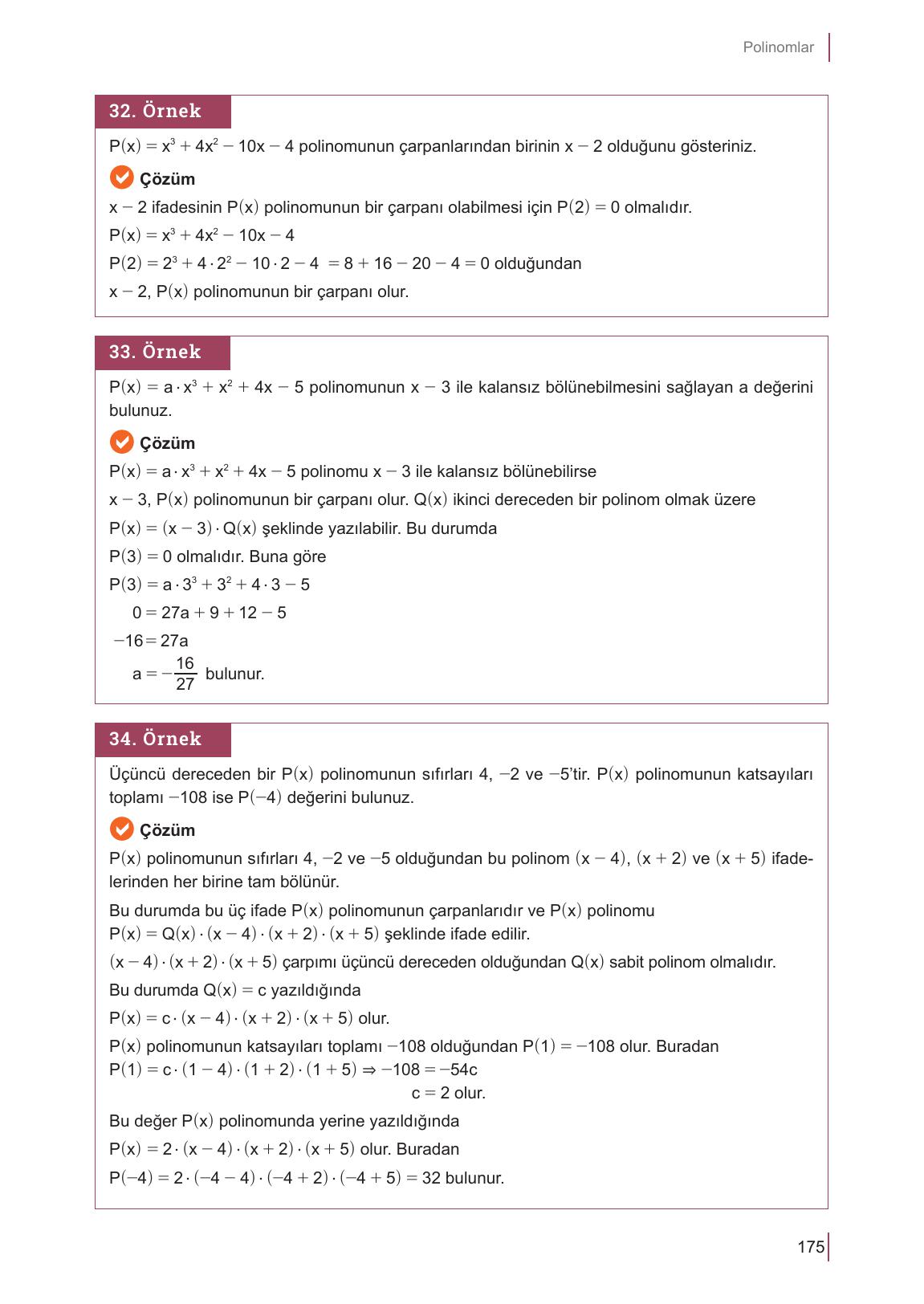 10. Sınıf Meb Yayınları Matematik Ders Kitabı Sayfa 175 Cevapları