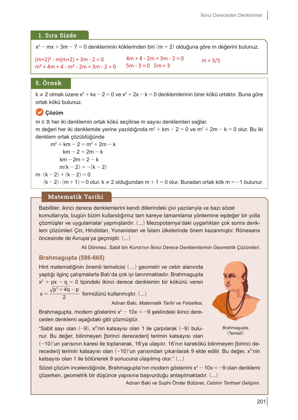 10. Sınıf Meb Yayınları Matematik Ders Kitabı Sayfa 201 Cevapları