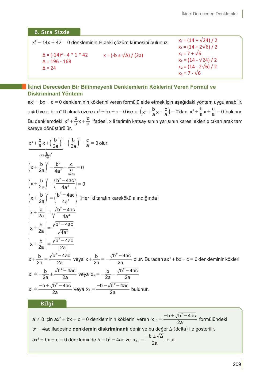 10. Sınıf Meb Yayınları Matematik Ders Kitabı Sayfa 209 Cevapları