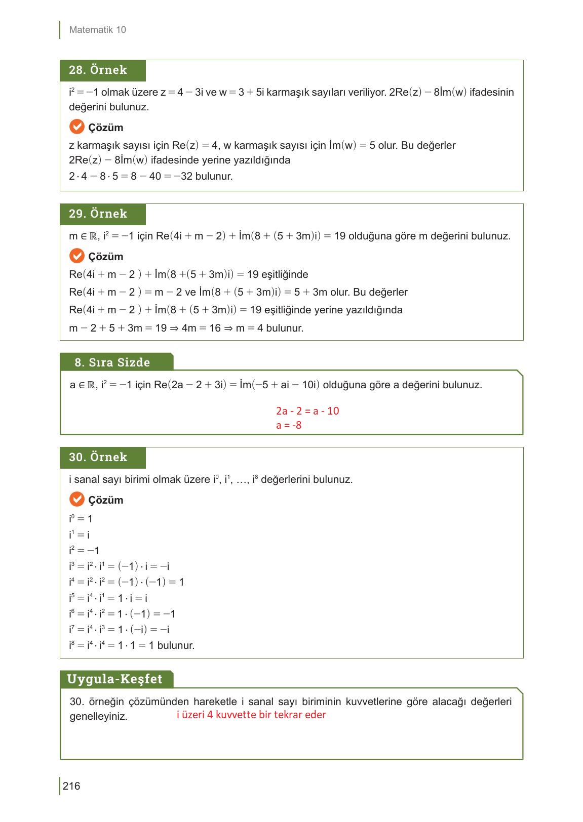10. Sınıf Meb Yayınları Matematik Ders Kitabı Sayfa 216 Cevapları