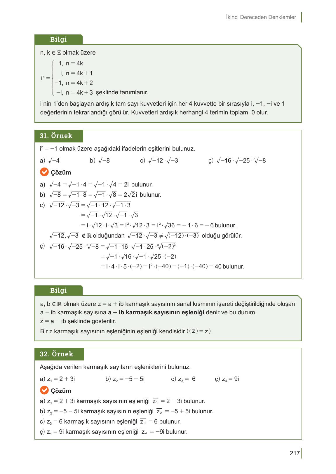 10. Sınıf Meb Yayınları Matematik Ders Kitabı Sayfa 217 Cevapları