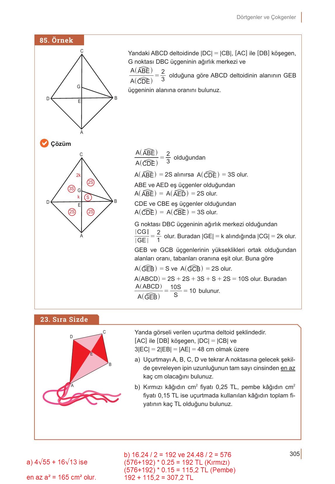 10. Sınıf Meb Yayınları Matematik Ders Kitabı Sayfa 305 Cevapları