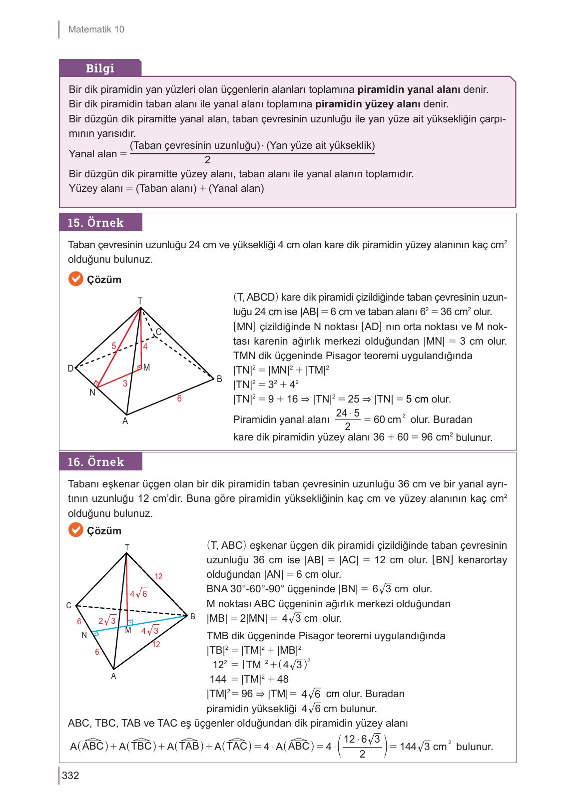 10. Sınıf Meb Yayınları Matematik Ders Kitabı Sayfa 332 Cevapları