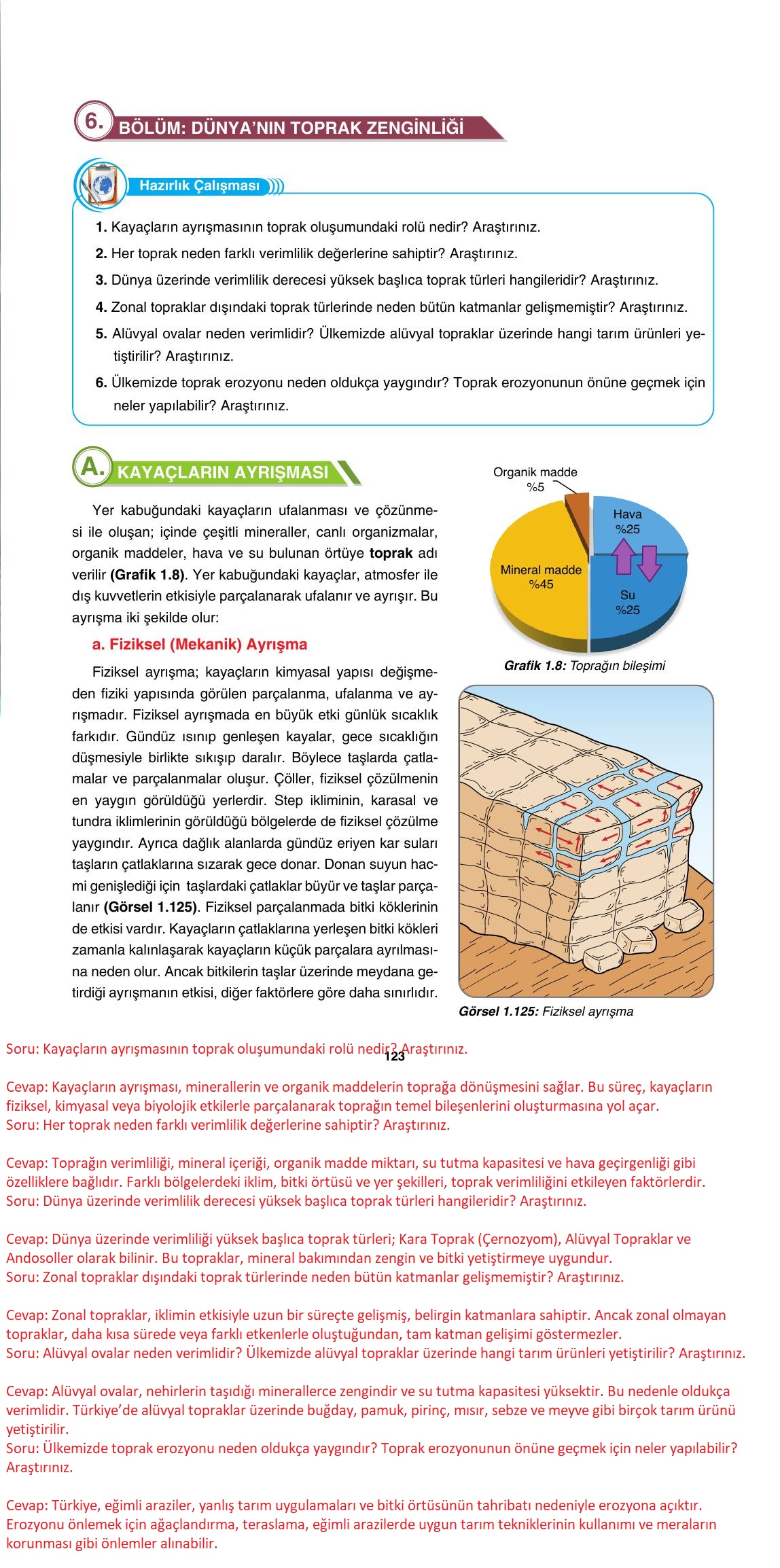 10. Sınıf Tutku Yayıncılık Coğrafya Ders Kitabı Sayfa 123 Cevapları