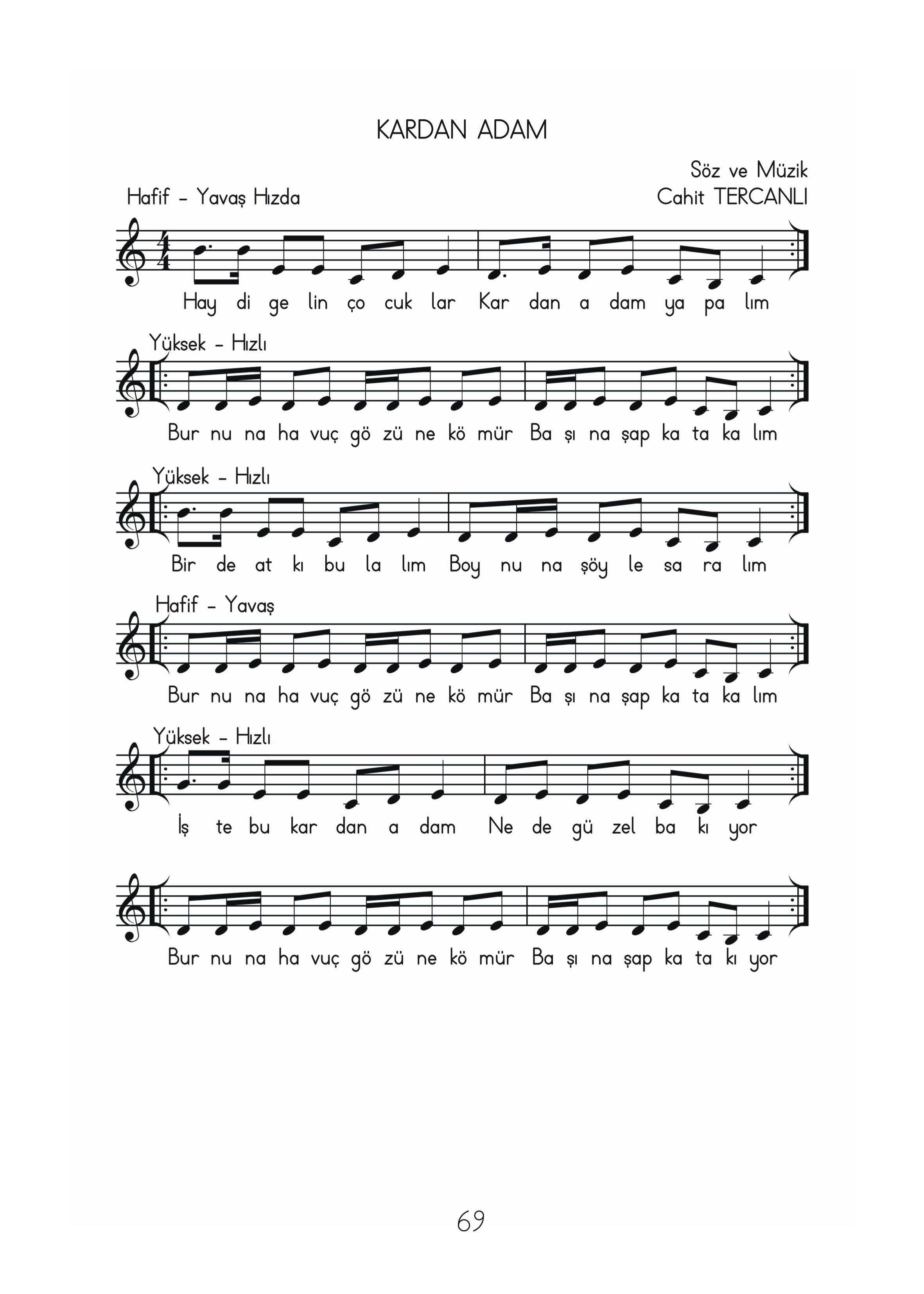 3. Sınıf Hecce Yayıncılık Müzik Ders Kitabı Sayfa 69 Cevapları