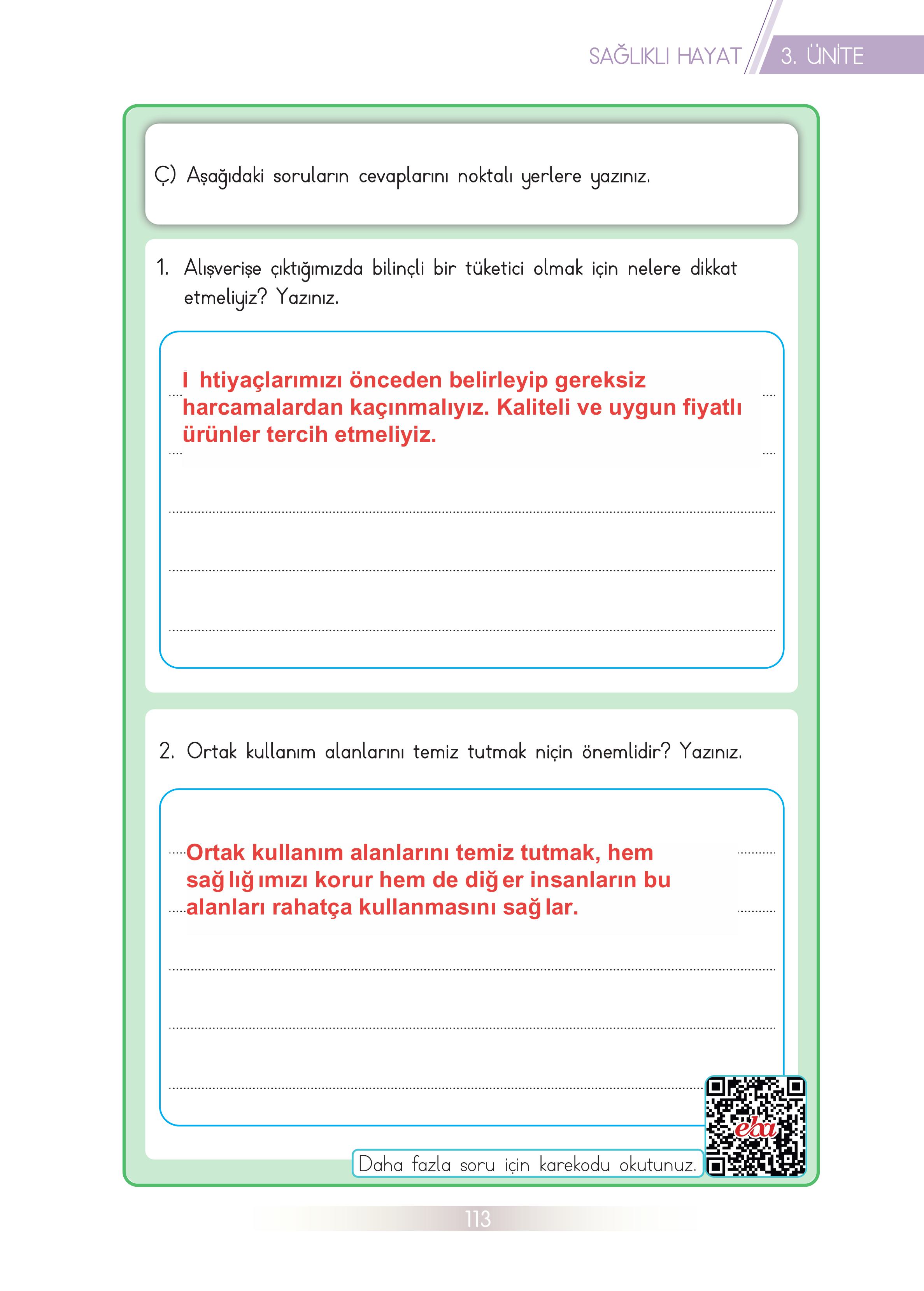3. Sınıf Meb Yayınları Hayat Bilgisi Ders Kitabı Sayfa 113 Cevapları 3. Sınıf Meb Yayınları Hayat Bilgisi Ders Kitabı Sayfa 113 Cevapları