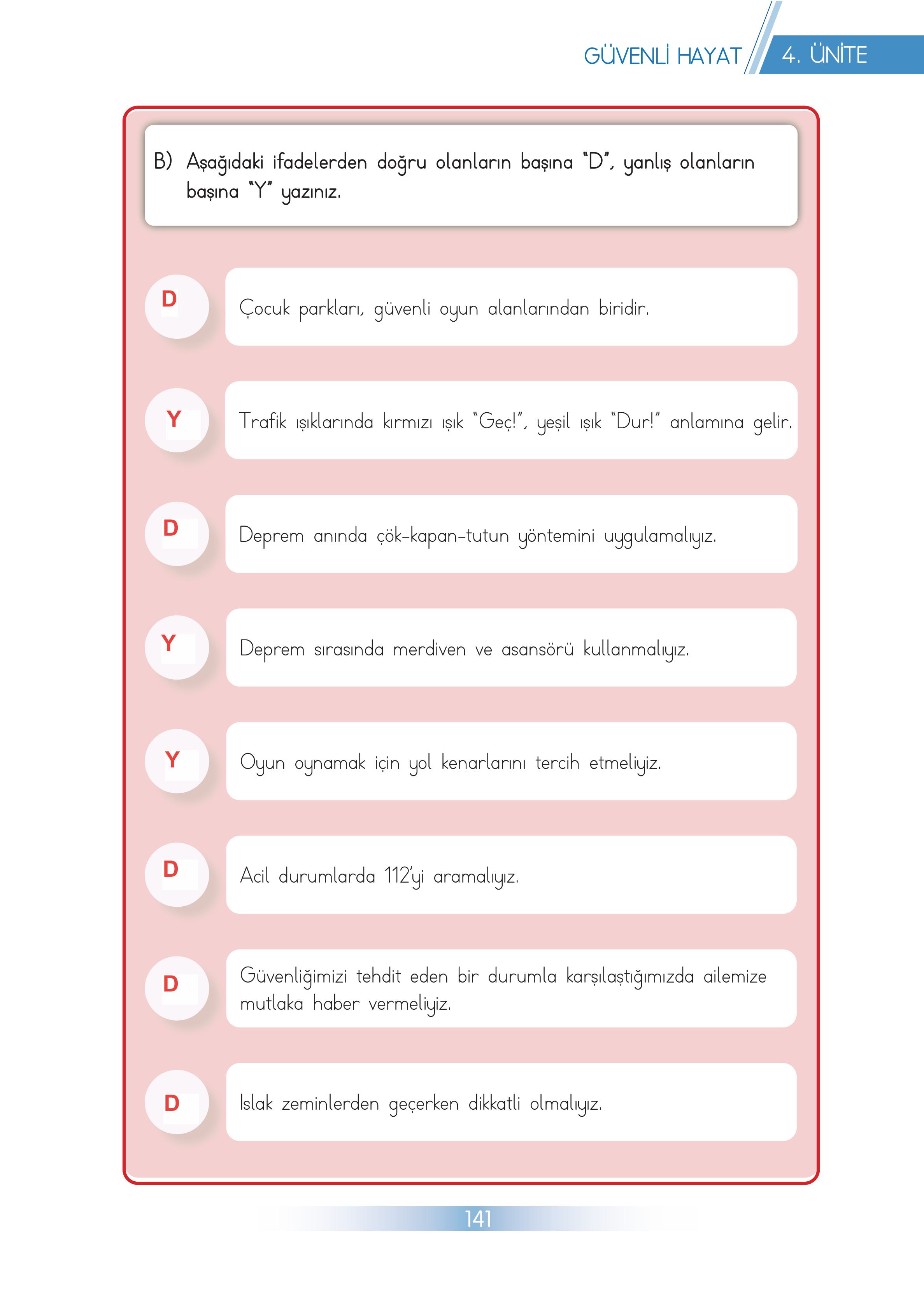 3. Sınıf Meb Yayınları Hayat Bilgisi Ders Kitabı Sayfa 141 Cevapları 3. Sınıf Meb Yayınları Hayat Bilgisi Ders Kitabı Sayfa 141 Cevapları