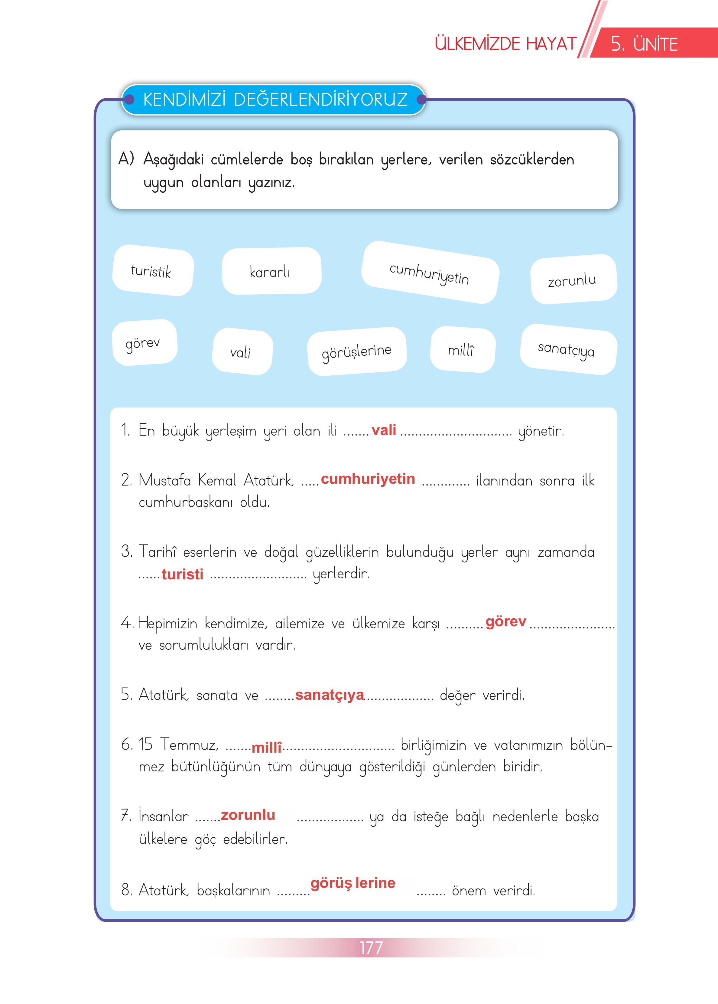 3. Sınıf Meb Yayınları Hayat Bilgisi Ders Kitabı Sayfa 177 Cevapları 3. Sınıf Meb Yayınları Hayat Bilgisi Ders Kitabı Sayfa 177 Cevapları
