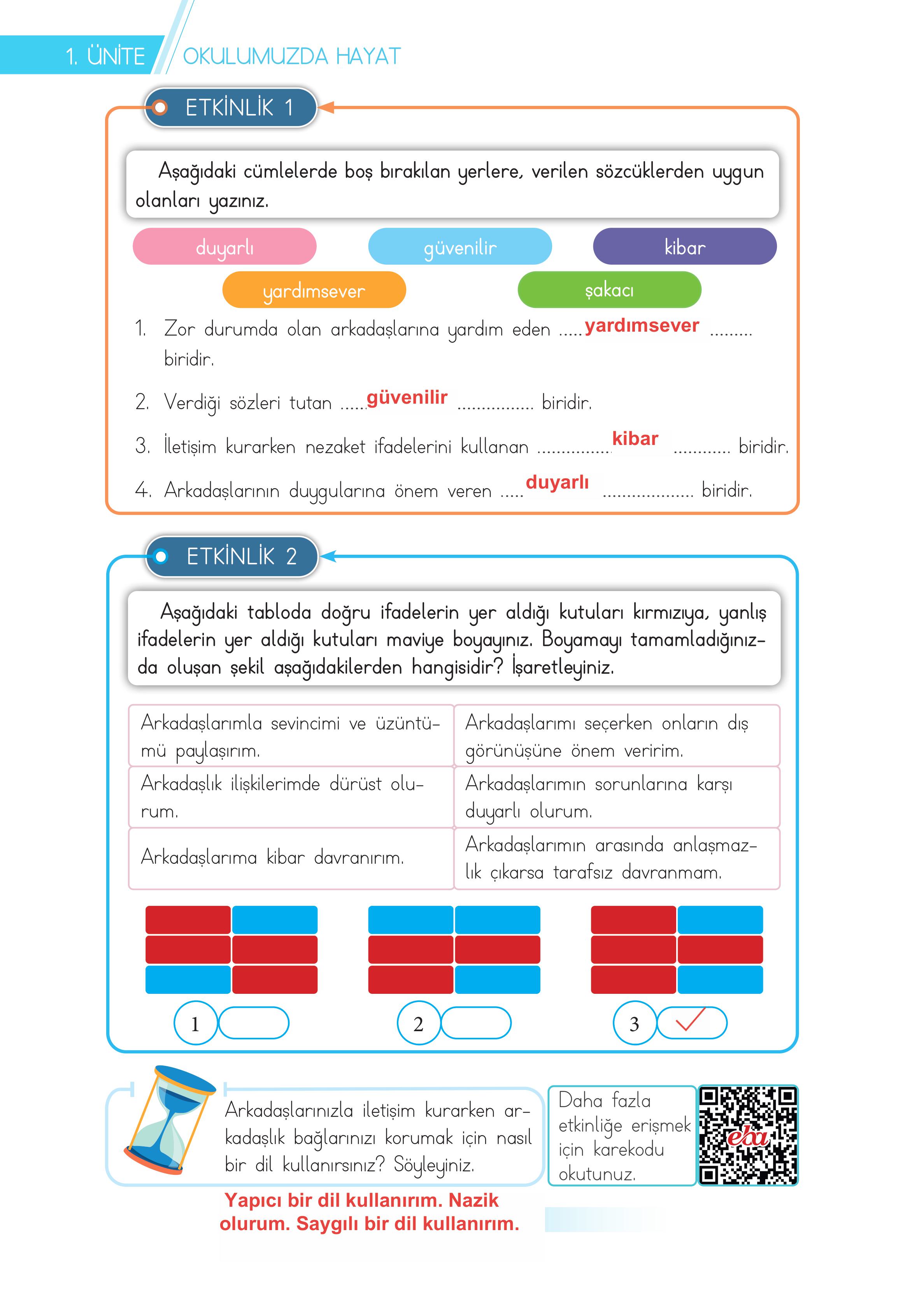 3. Sınıf Meb Yayınları Hayat Bilgisi Ders Kitabı Sayfa 22 Cevapları