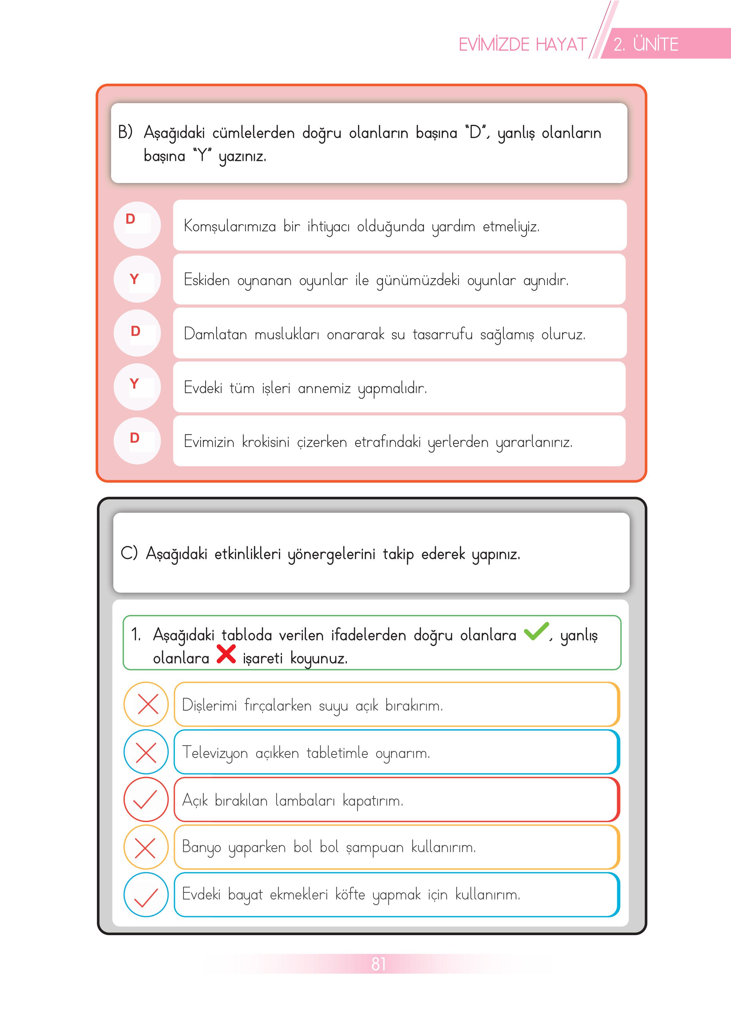 3. Sınıf Meb Yayınları Hayat Bilgisi Ders Kitabı Sayfa 81 Cevapları