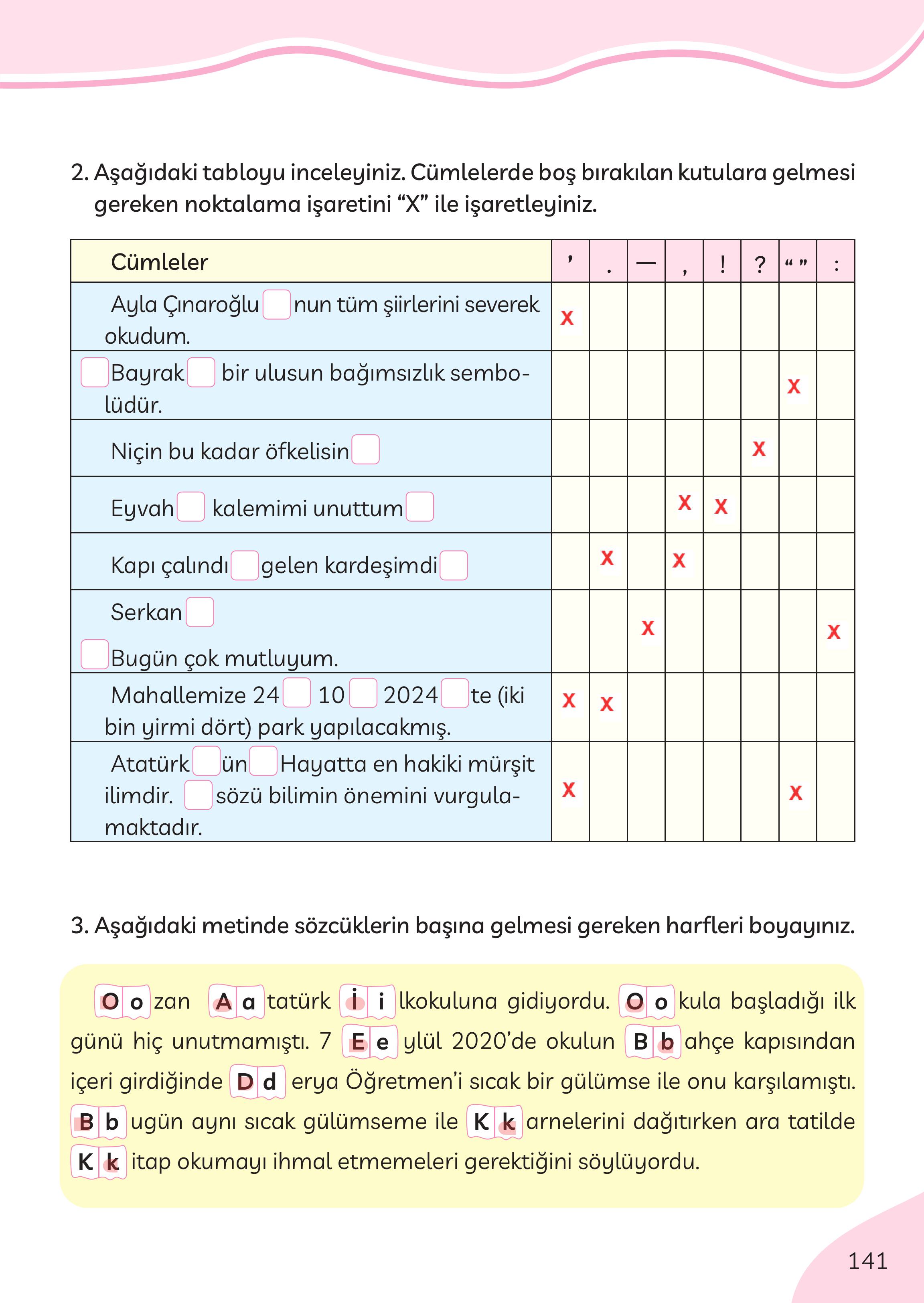 3. Sınıf Meb Yayınları Türkçe Ders Kitabı Sayfa 141 Cevapları