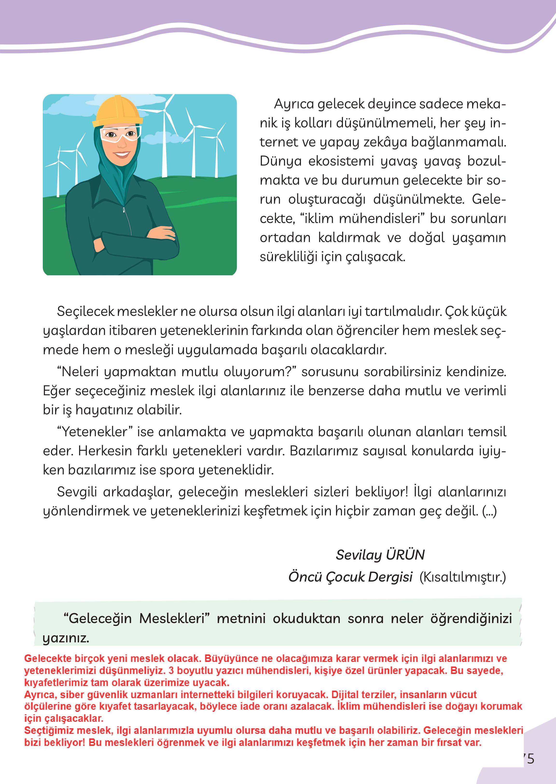 3. Sınıf Meb Yayınları Türkçe Ders Kitabı Sayfa 175 Cevapları