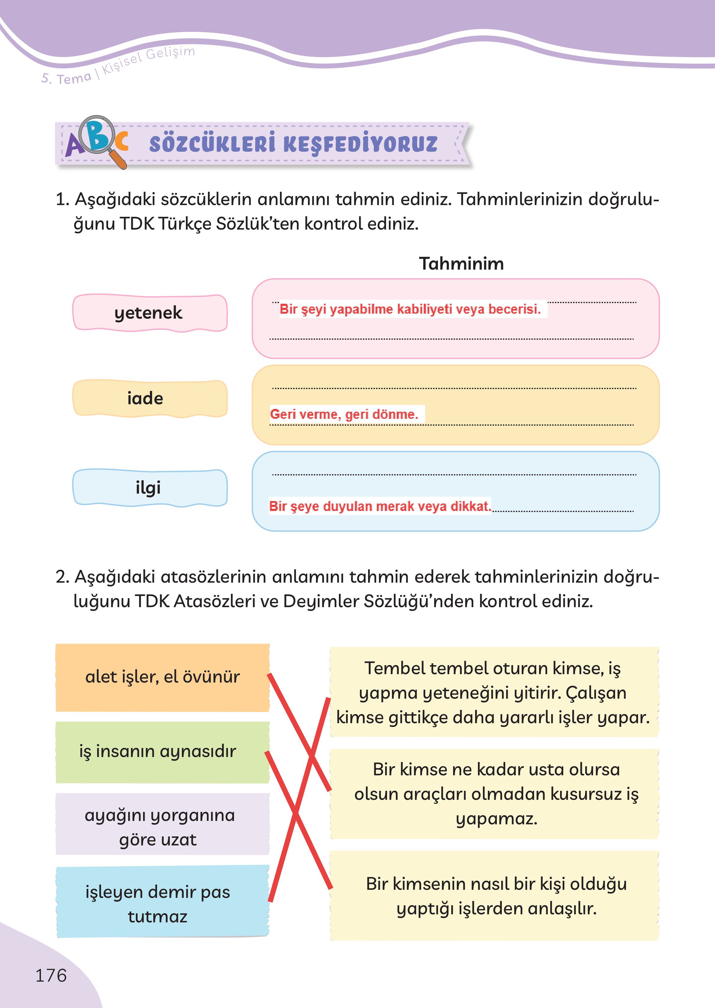 3. Sınıf Meb Yayınları Türkçe Ders Kitabı Sayfa 176 Cevapları 3. Sınıf Meb Yayınları Türkçe Ders Kitabı Sayfa 176 Cevapları