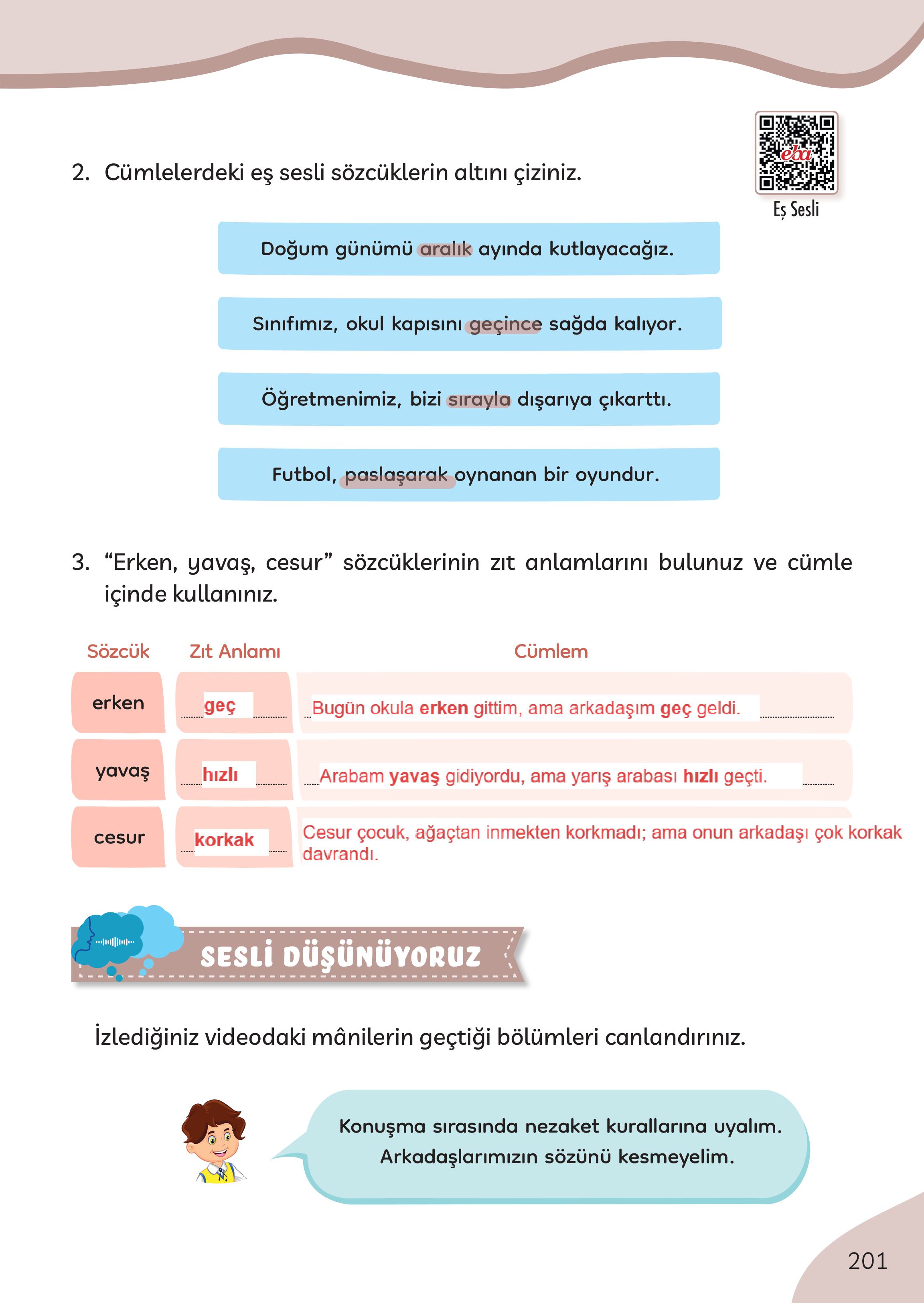 3. Sınıf Meb Yayınları Türkçe Ders Kitabı Sayfa 201 Cevapları 3. Sınıf Meb Yayınları Türkçe Ders Kitabı Sayfa 201 Cevapları