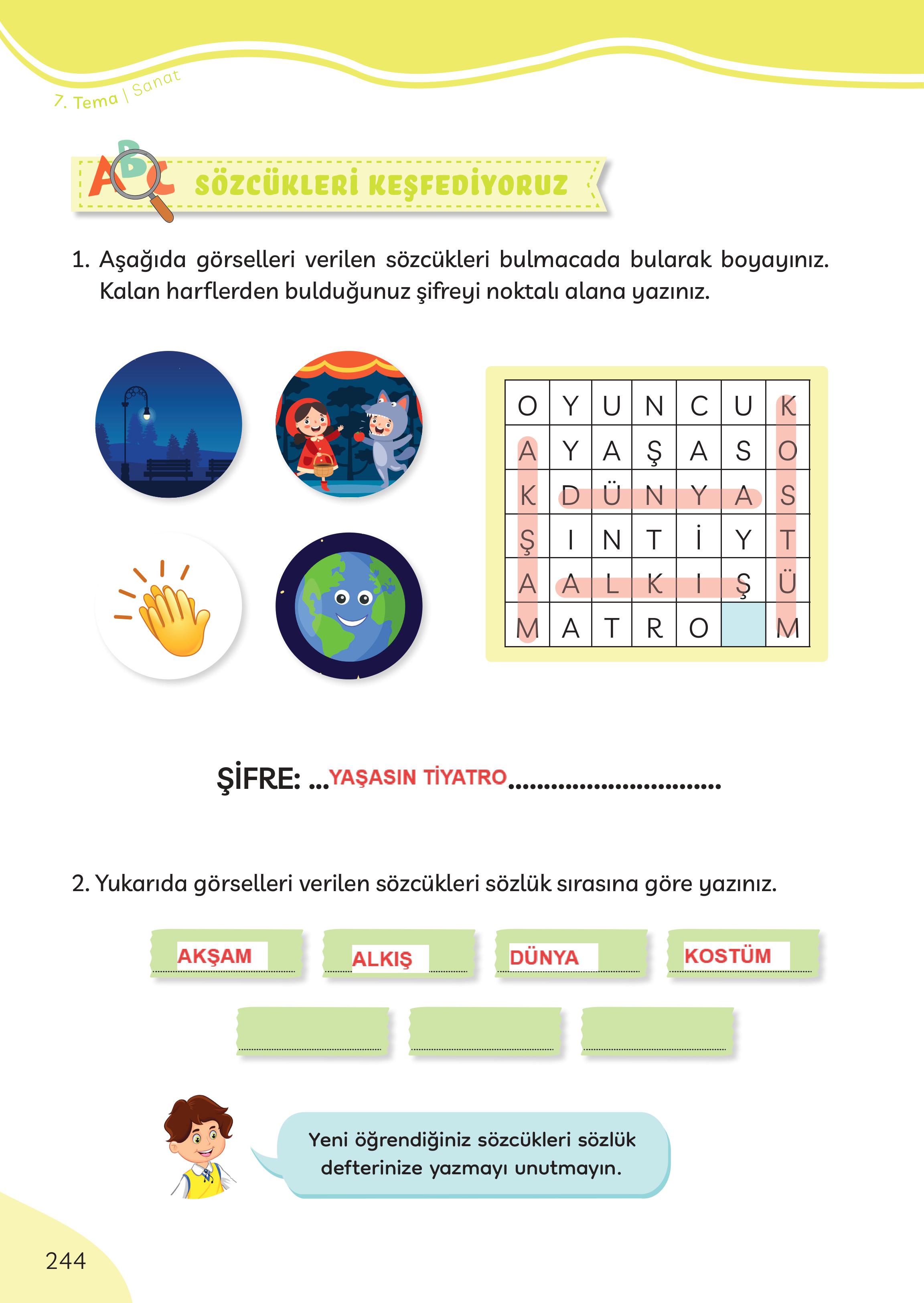 3. Sınıf Meb Yayınları Türkçe Ders Kitabı Sayfa 244 Cevapları 3. Sınıf Meb Yayınları Türkçe Ders Kitabı Sayfa 244 Cevapları