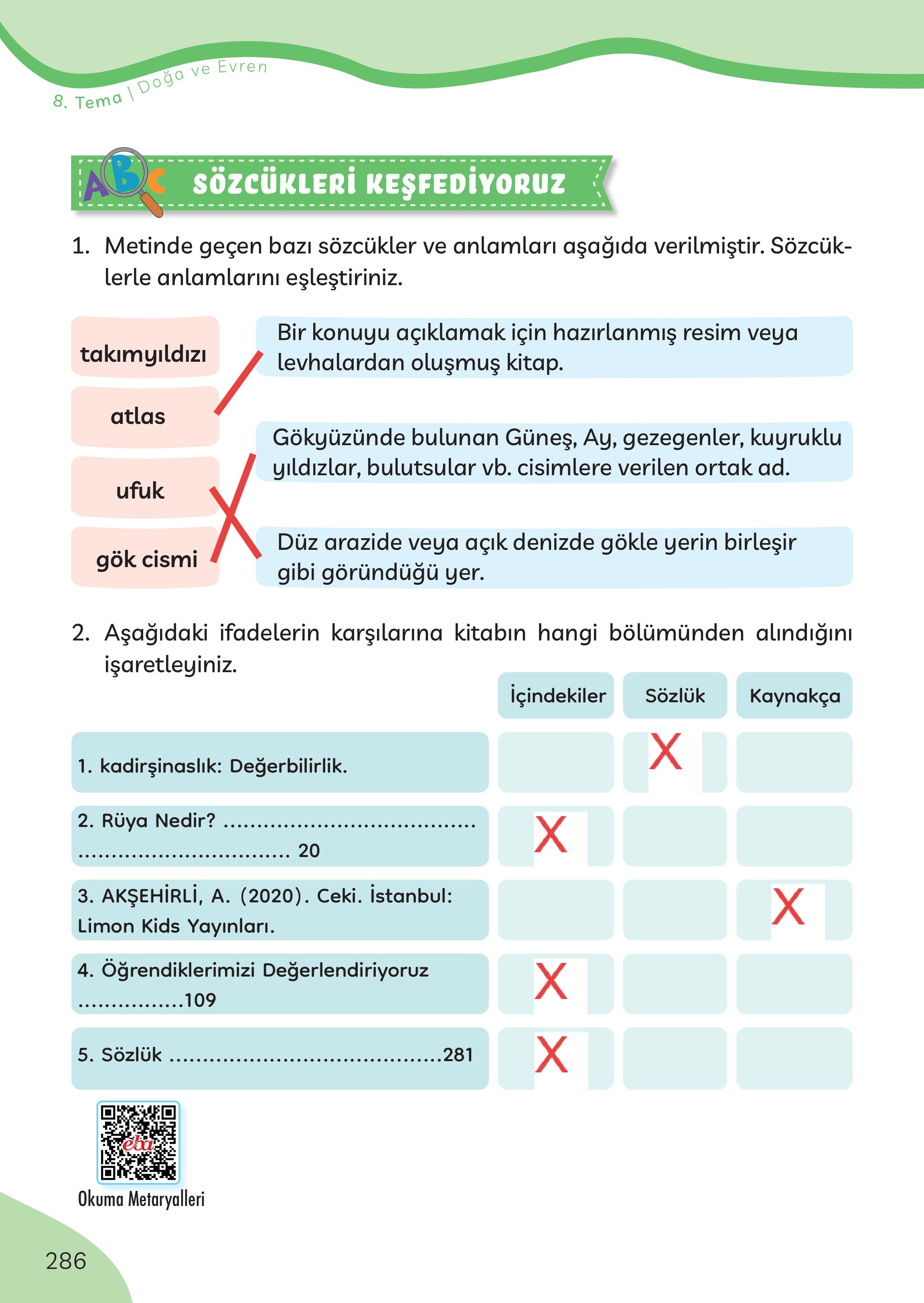 3. Sınıf Meb Yayınları Türkçe Ders Kitabı Sayfa 286 Cevapları