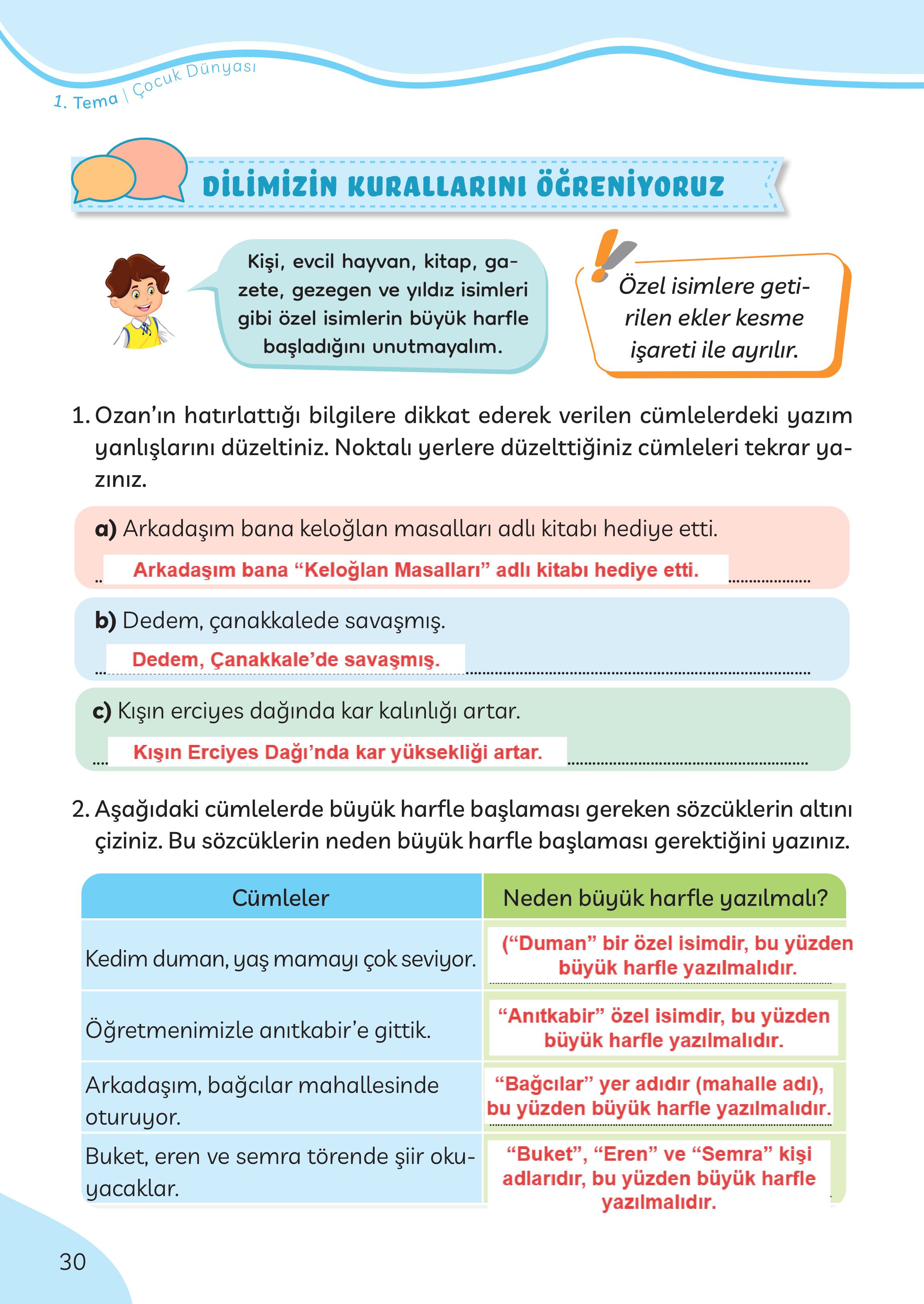 3. Sınıf Meb Yayınları Türkçe Ders Kitabı Sayfa 30 Cevapları 3. Sınıf Meb Yayınları Türkçe Ders Kitabı Sayfa 30 Cevapları